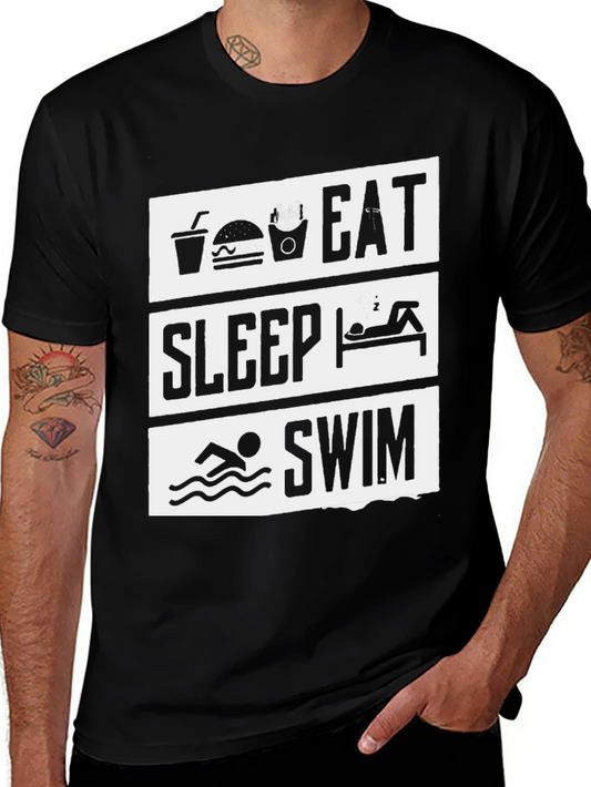 Eat Sleep Swim Black Graphic Tee