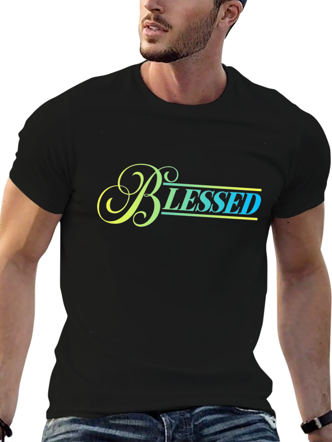 Blessed Graphic Tee - Black Cotton T-Shirt