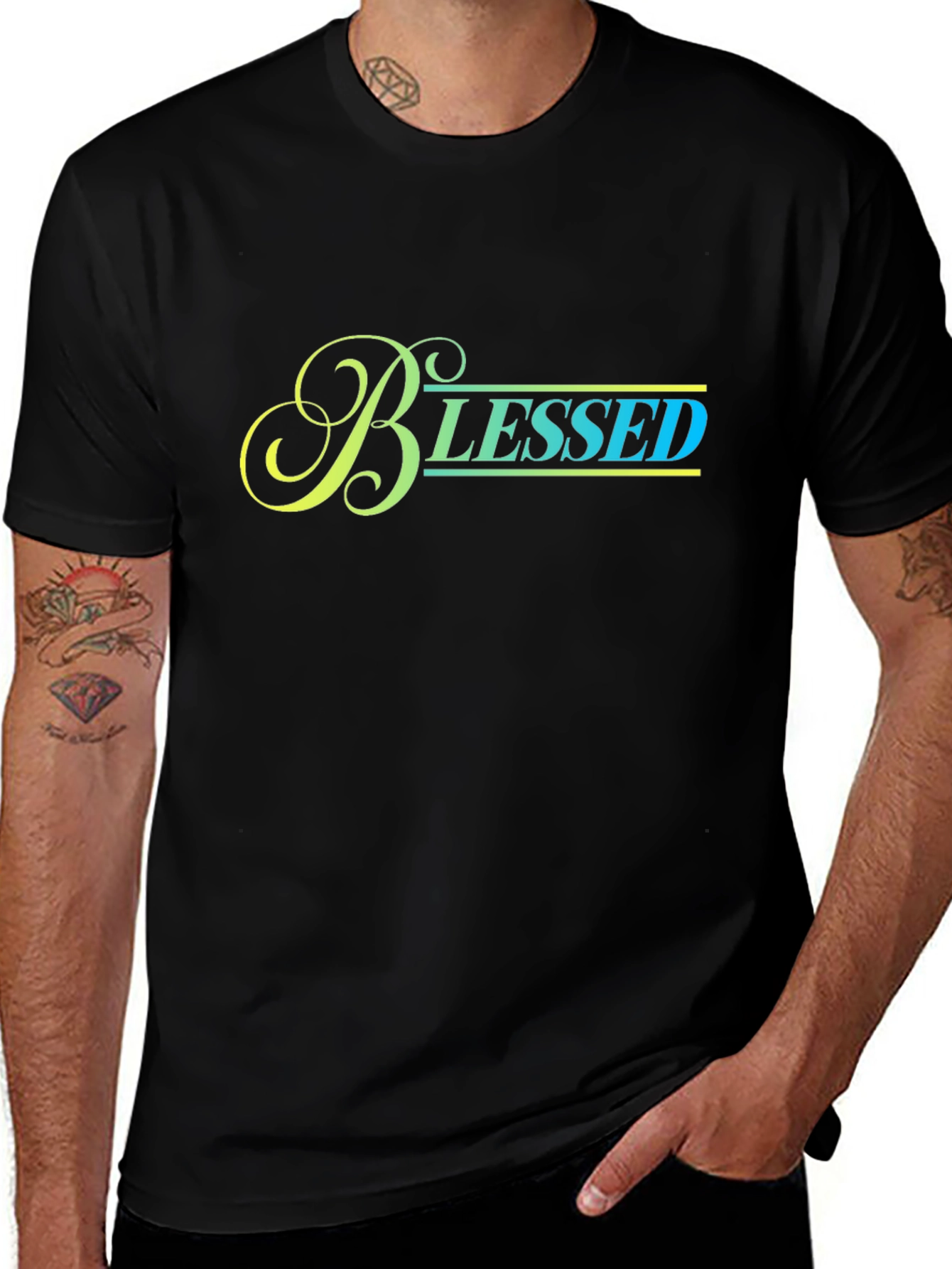 Blessed Graphic Tee - Black Cotton T-Shirt