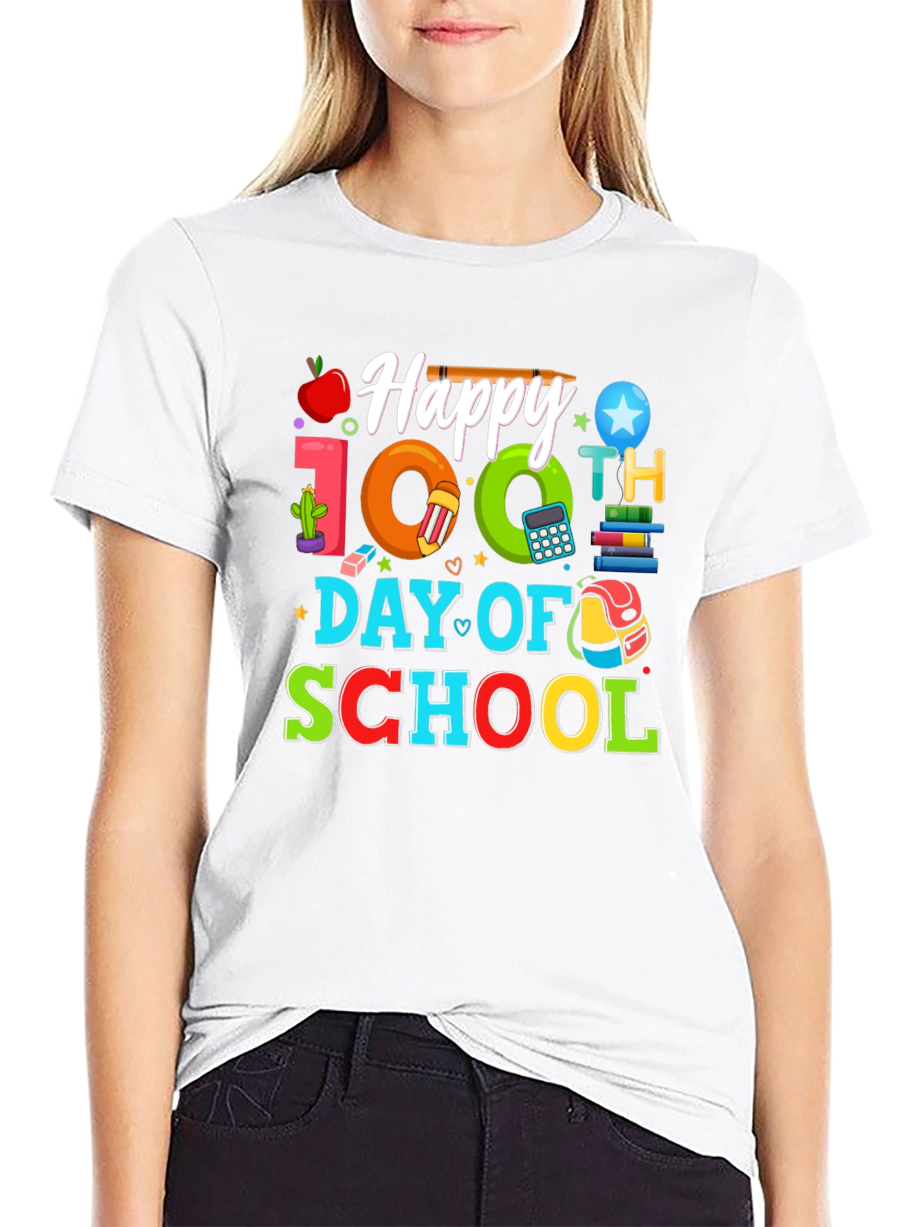 Happy 100th Day of School Black T-Shirt