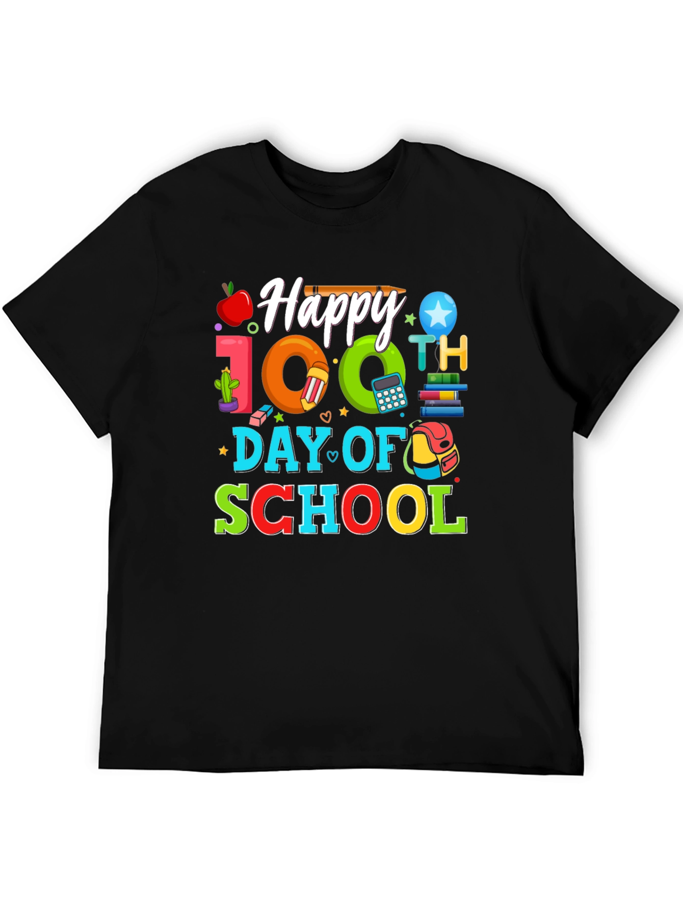 Happy 100th Day of School Black T-Shirt