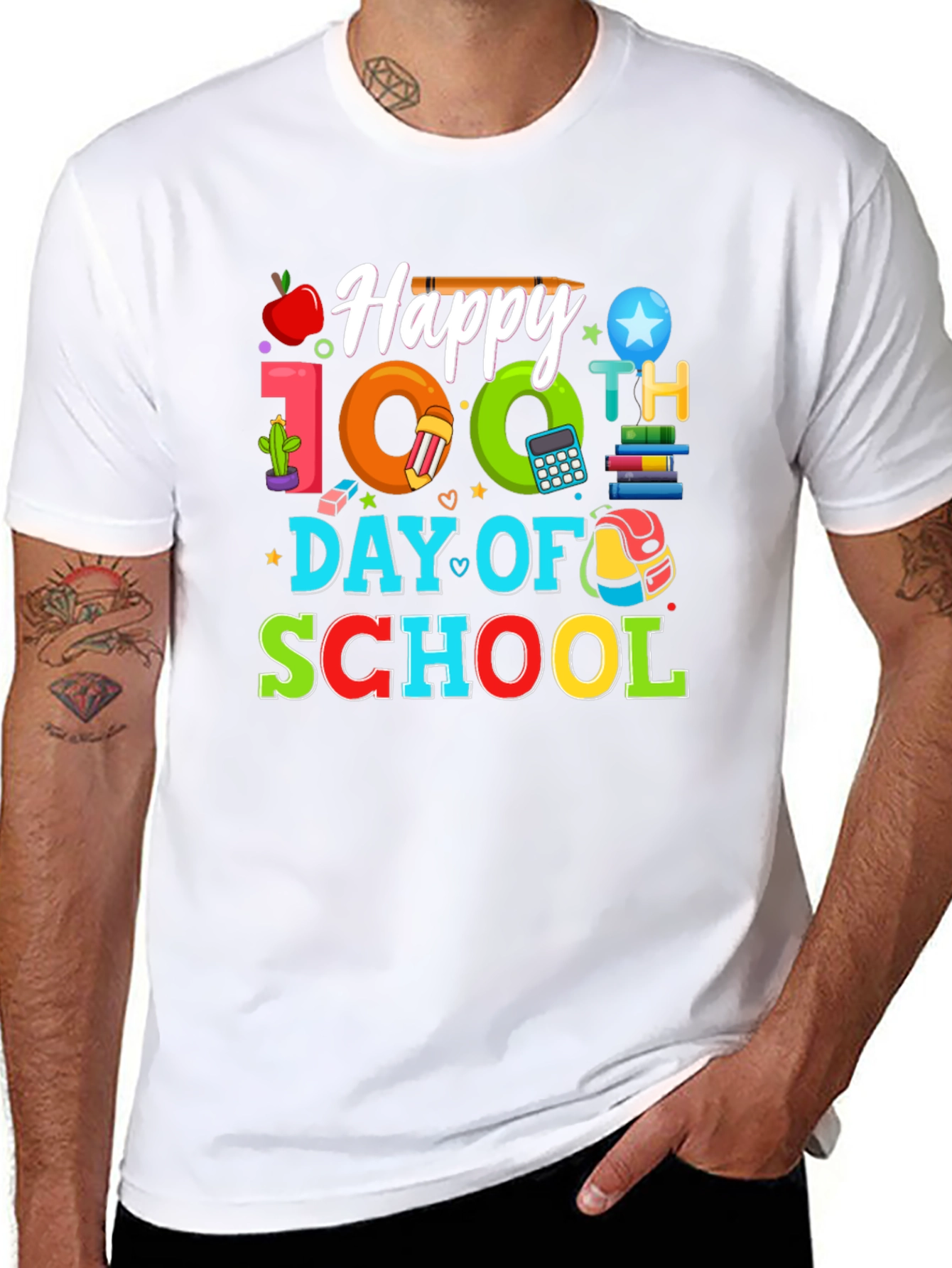 Happy 100th Day of School Black T-Shirt