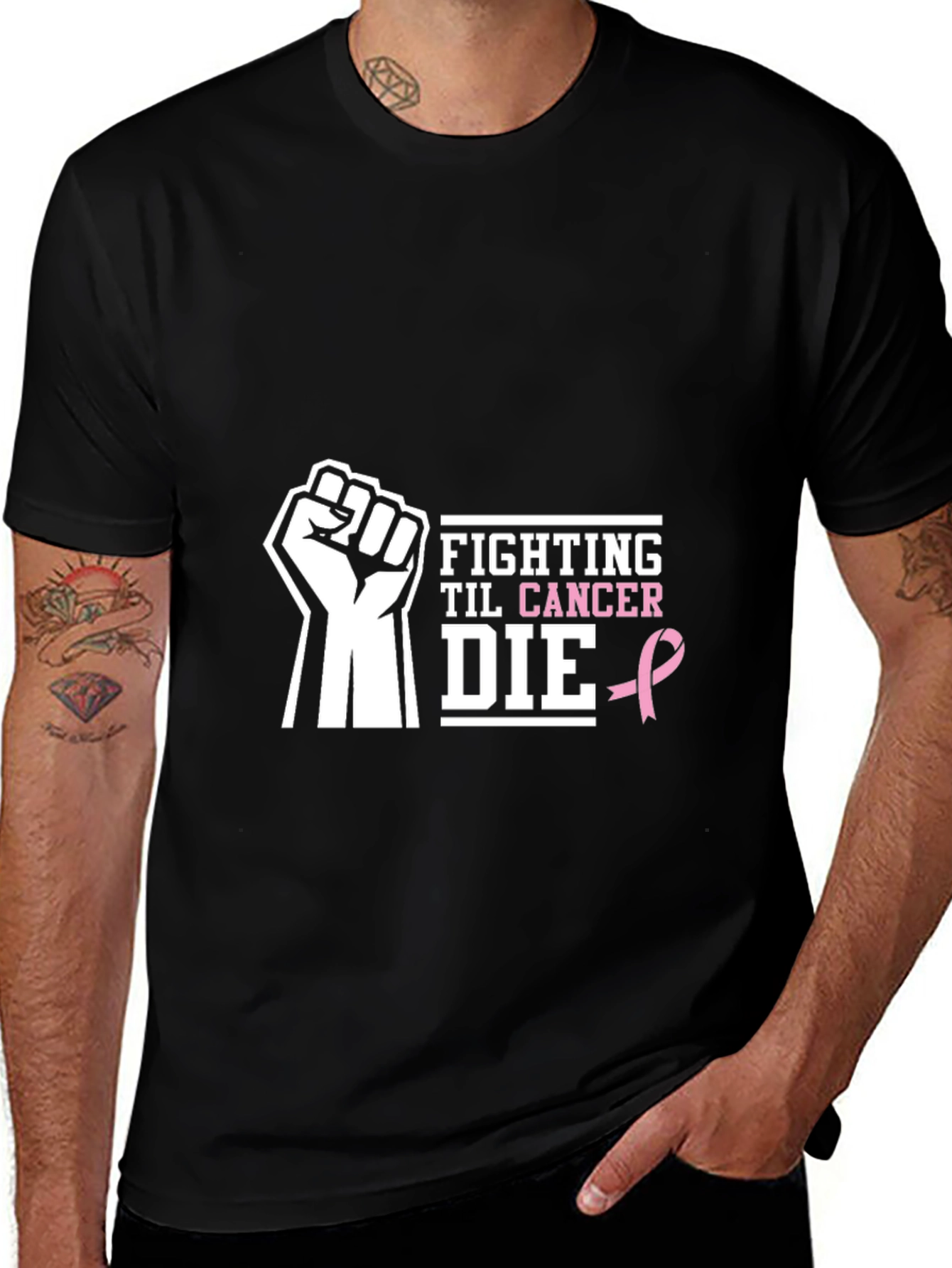 Fight Cancer Awareness Black T-Shirt