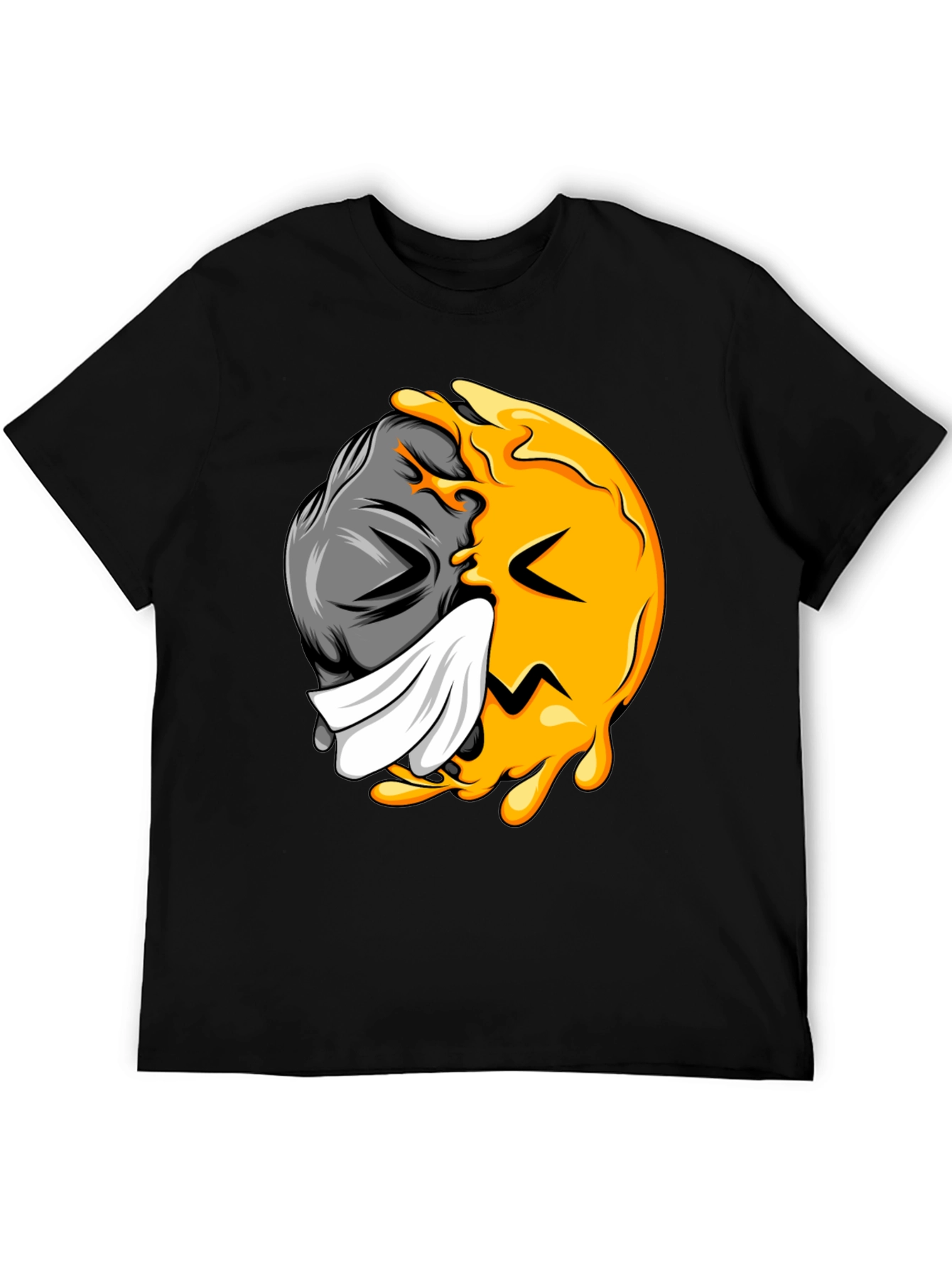 Two-Faced Graphic Tee - Black Cotton Blend