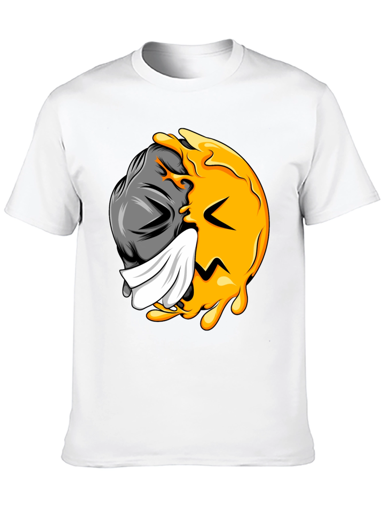 Two-Faced Graphic Tee - Black Cotton Blend