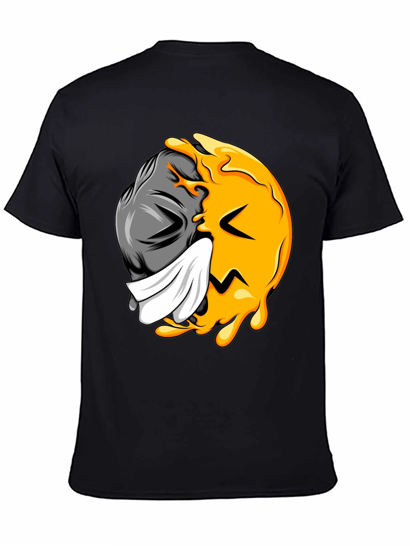 Two-Faced Graphic Tee - Black Cotton Blend