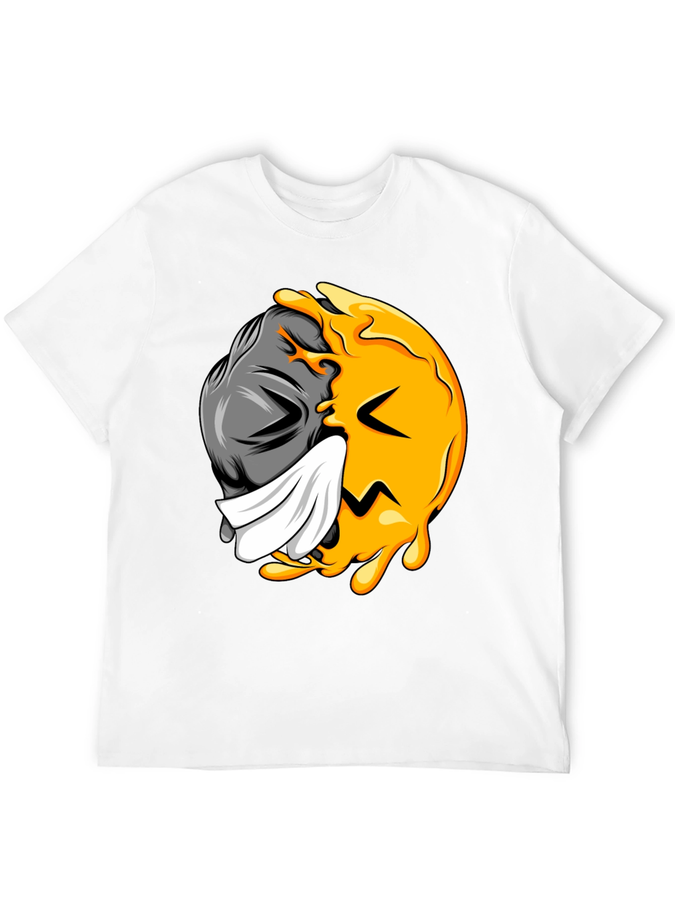 Two-Faced Graphic Tee - Black Cotton Blend