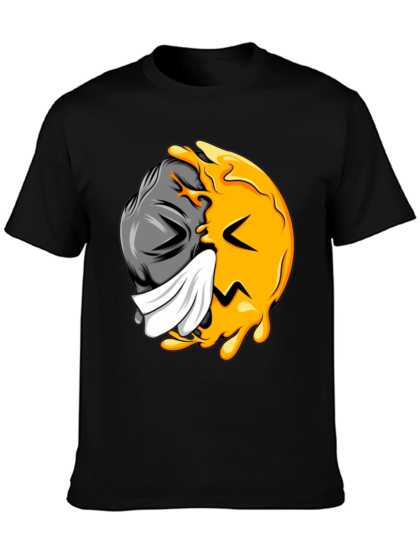 Two-Faced Graphic Tee - Black Cotton Blend