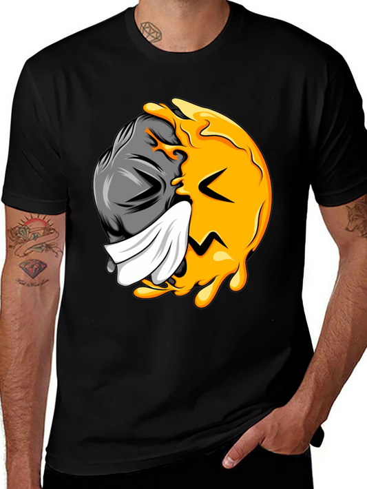 Two-Faced Graphic Tee - Black Cotton Blend