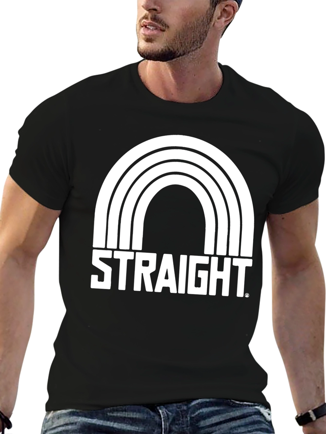 Straight Rainbow Graphic Tee - Bold Statement T-Shirt