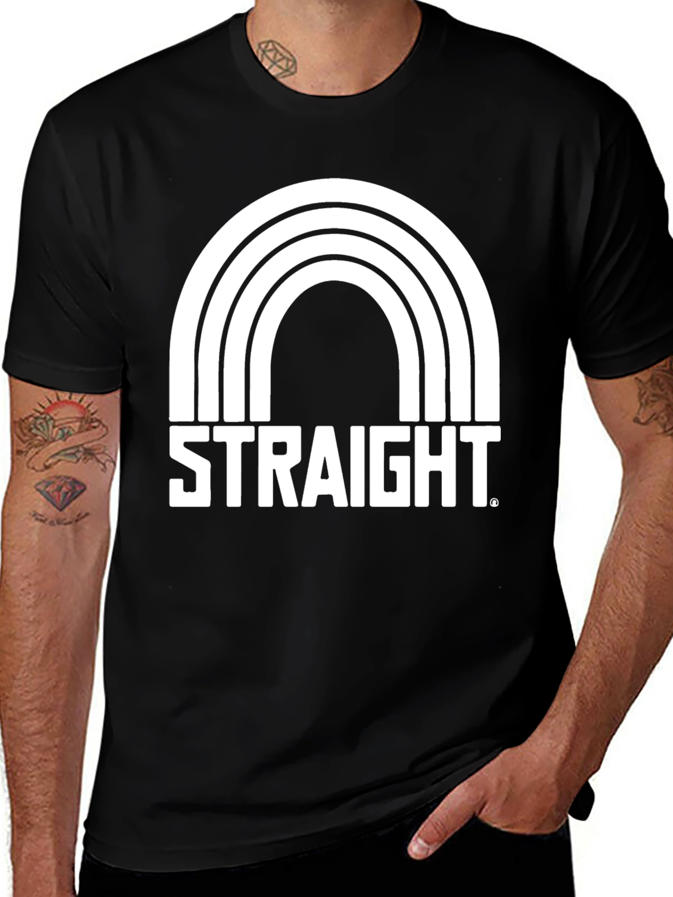 Straight Rainbow Graphic Tee - Bold Statement T-Shirt