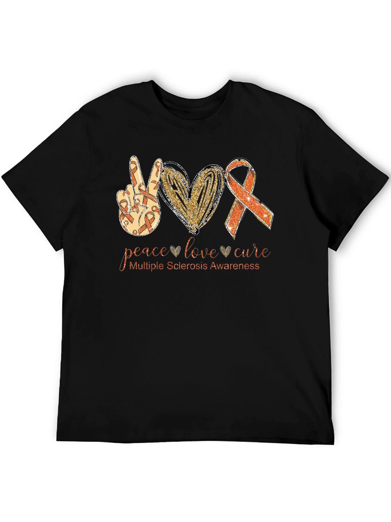 Multiple Sclerosis Awareness T-Shirt Peace Love Cure