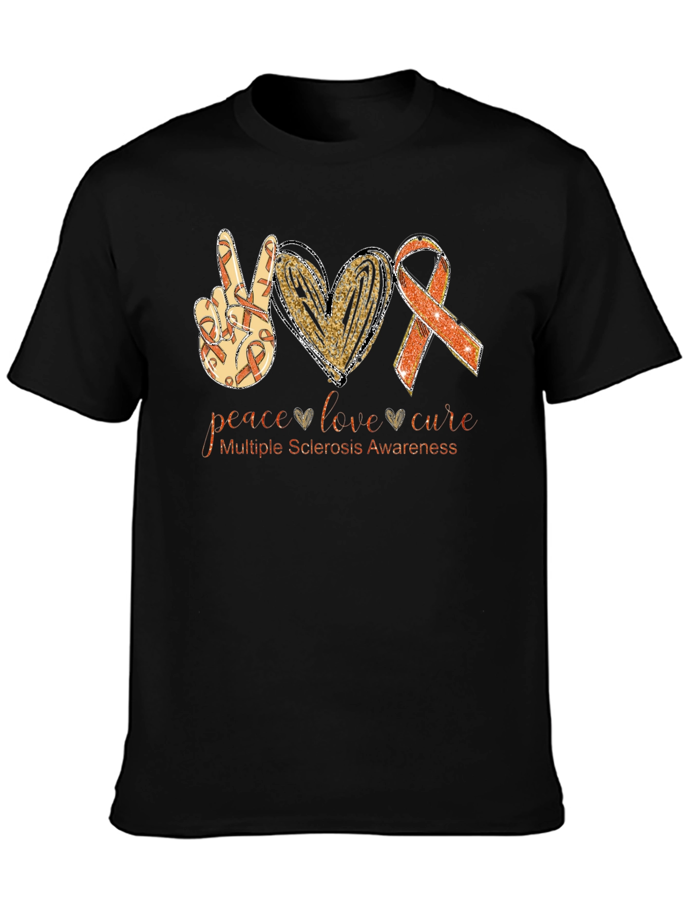Multiple Sclerosis Awareness T-Shirt Peace Love Cure