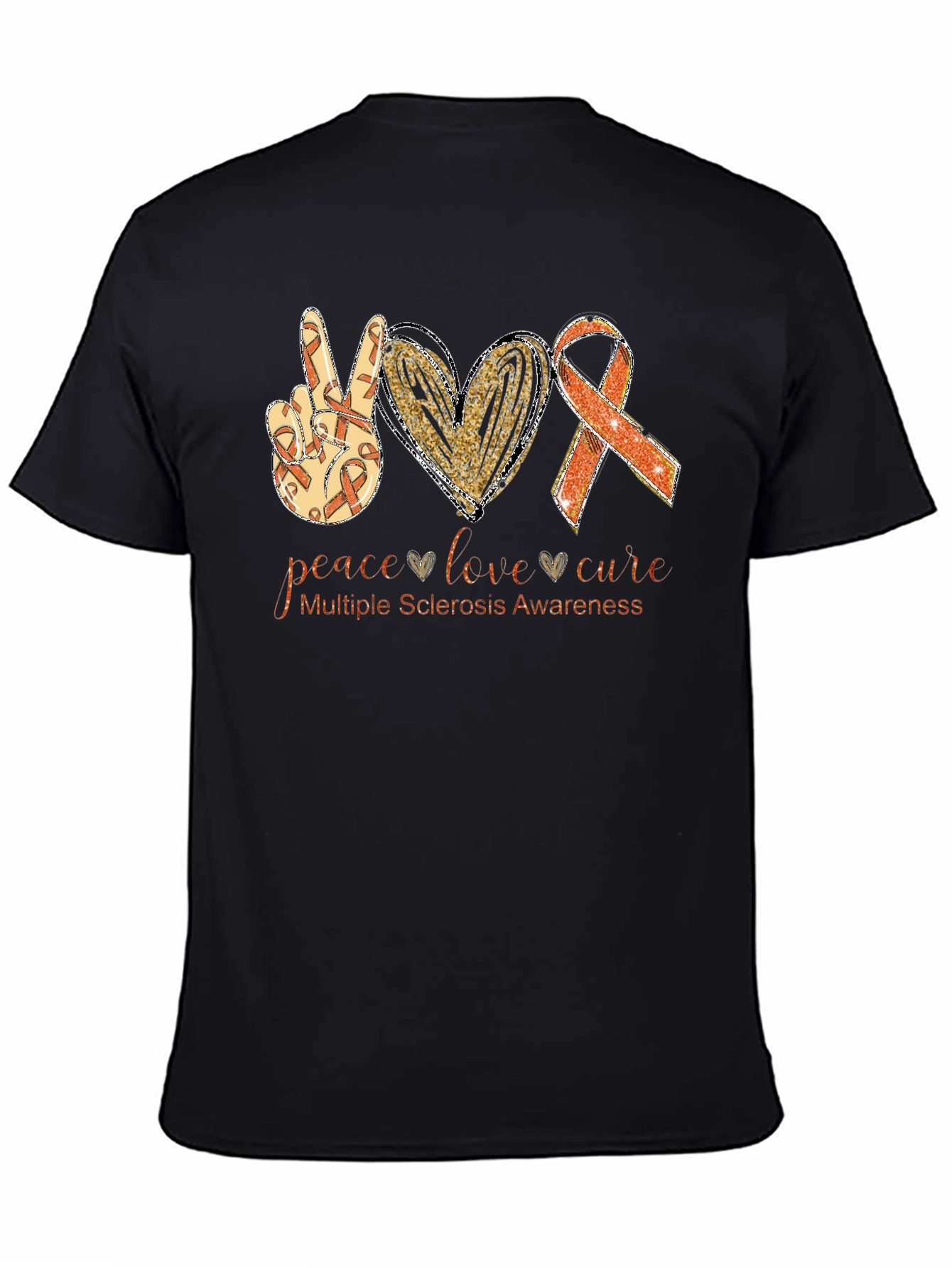 Multiple Sclerosis Awareness T-Shirt Peace Love Cure