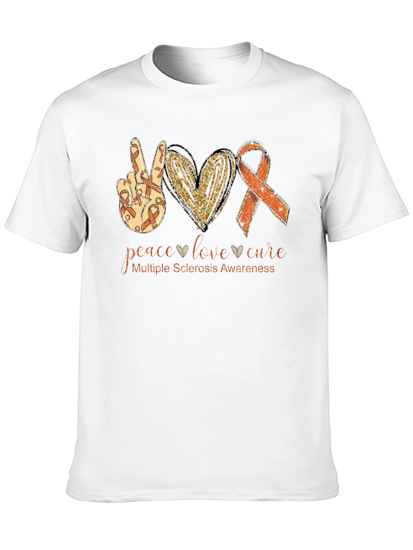 Multiple Sclerosis Awareness T-Shirt Peace Love Cure