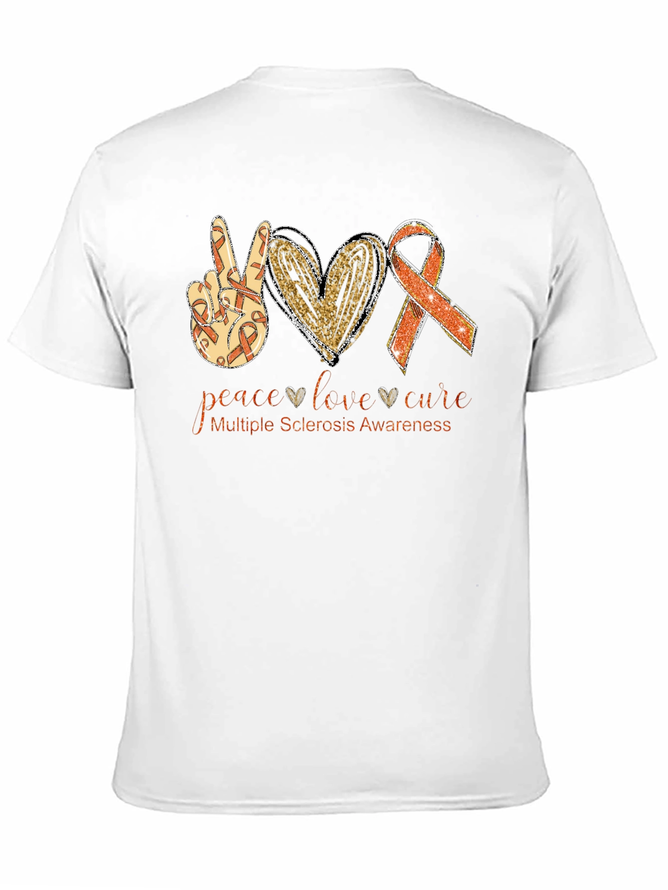 Multiple Sclerosis Awareness T-Shirt Peace Love Cure