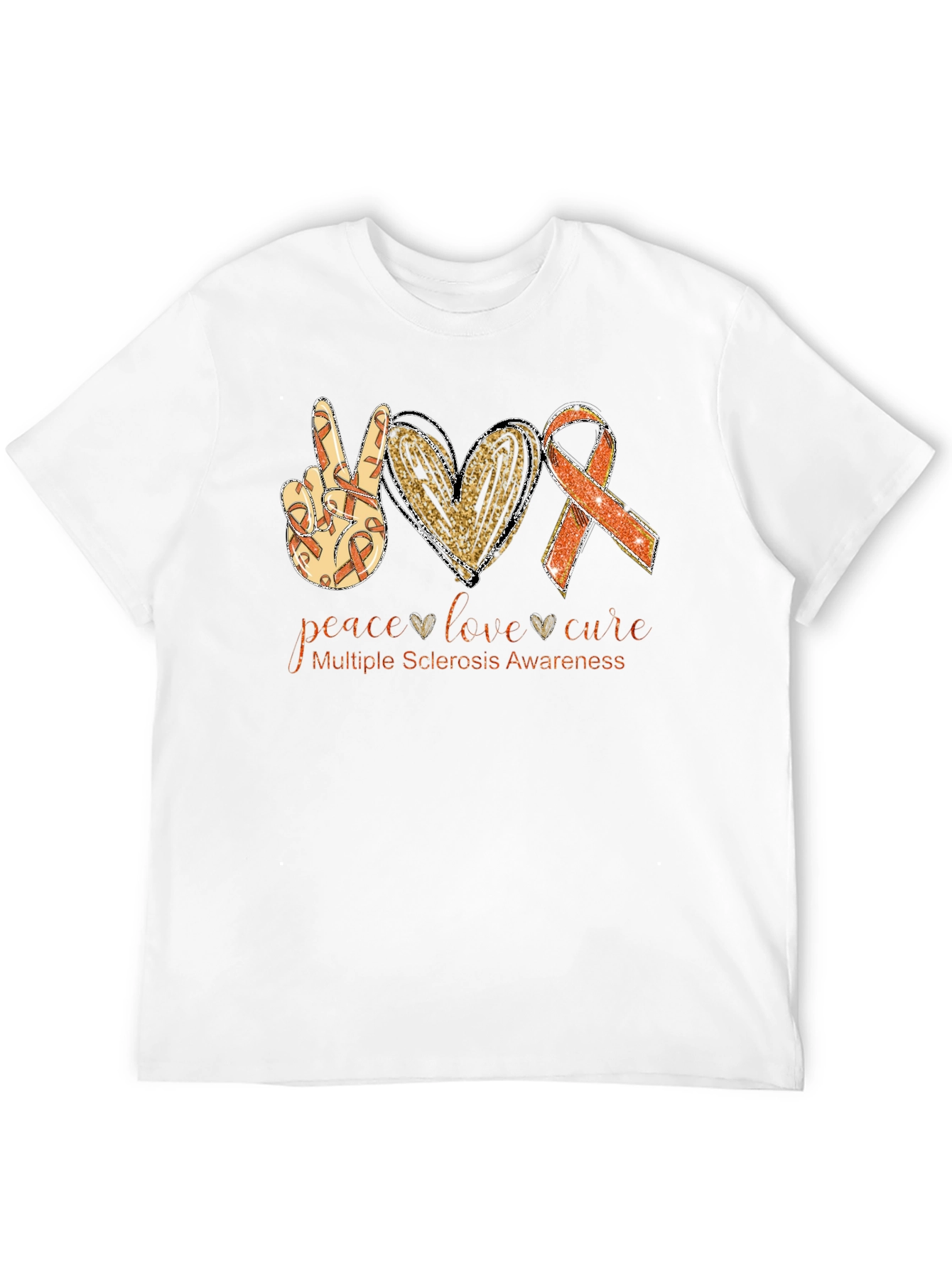 Multiple Sclerosis Awareness T-Shirt Peace Love Cure