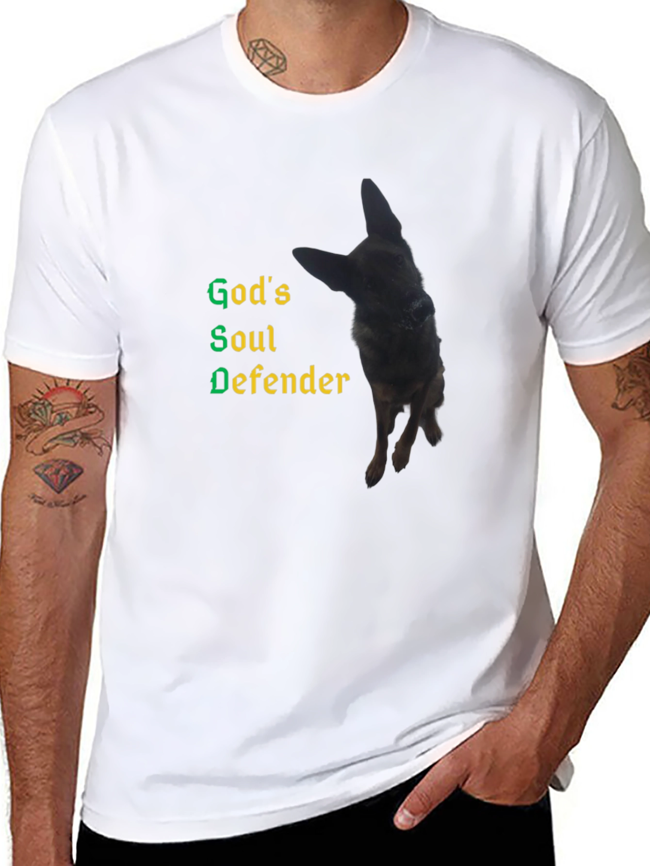 Gods Soul Defender German Shepherd Dog T-Shirt