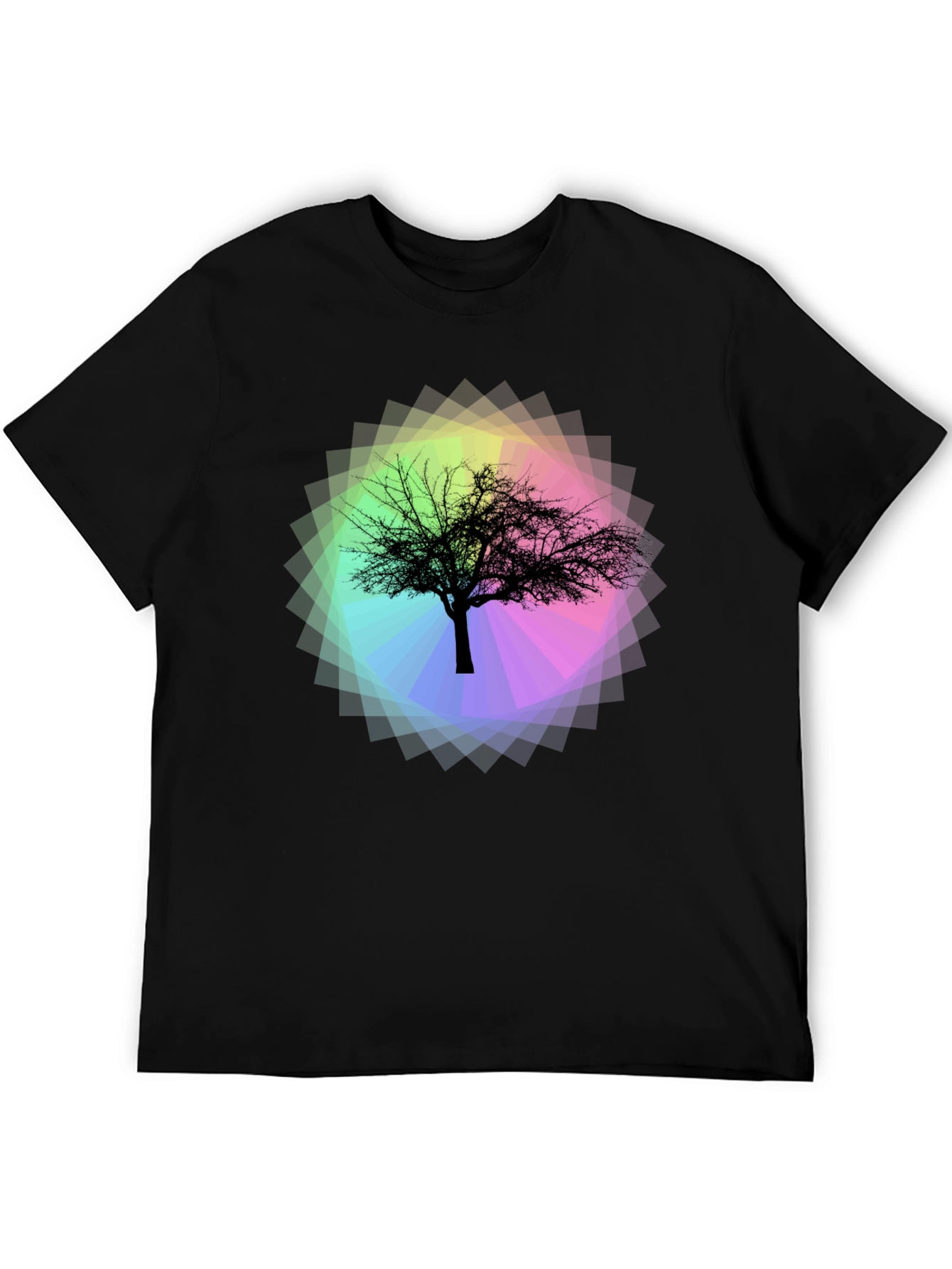 Tree Silhouette on Rainbow Prism Tee