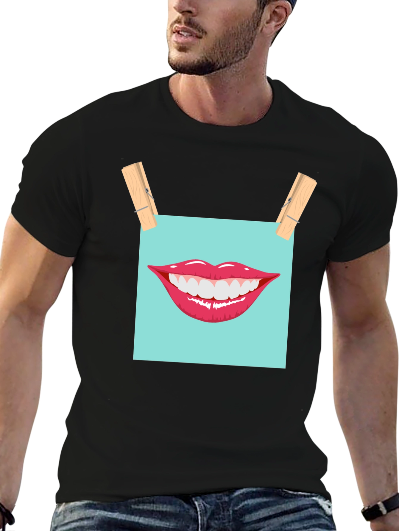 Smiling Lips Graphic T-Shirt - Casual Wear