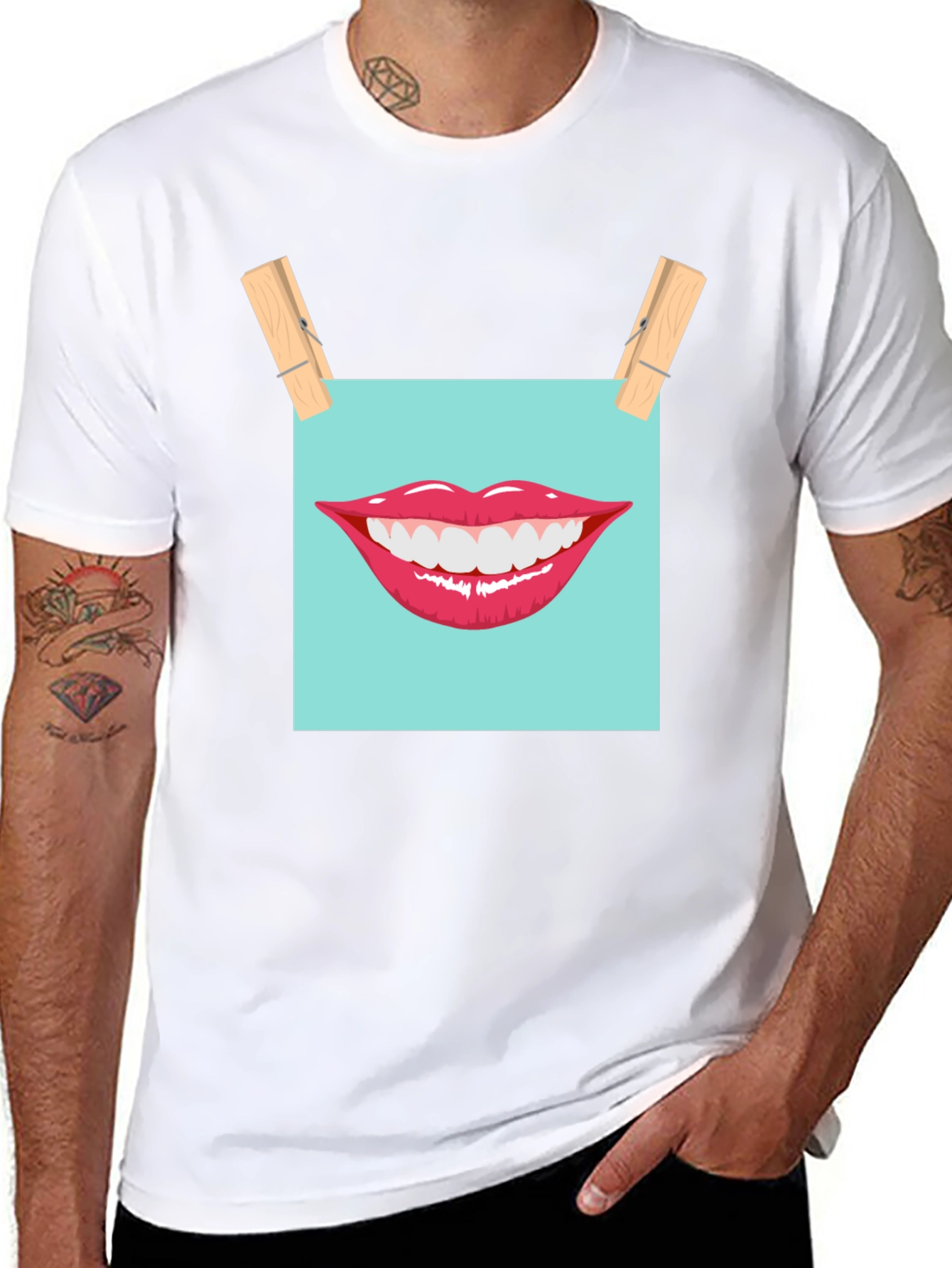 Smiling Lips Graphic T-Shirt - Casual Wear