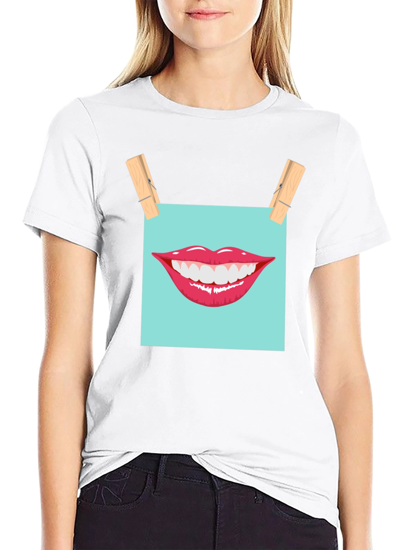 Smiling Lips Graphic T-Shirt - Casual Wear