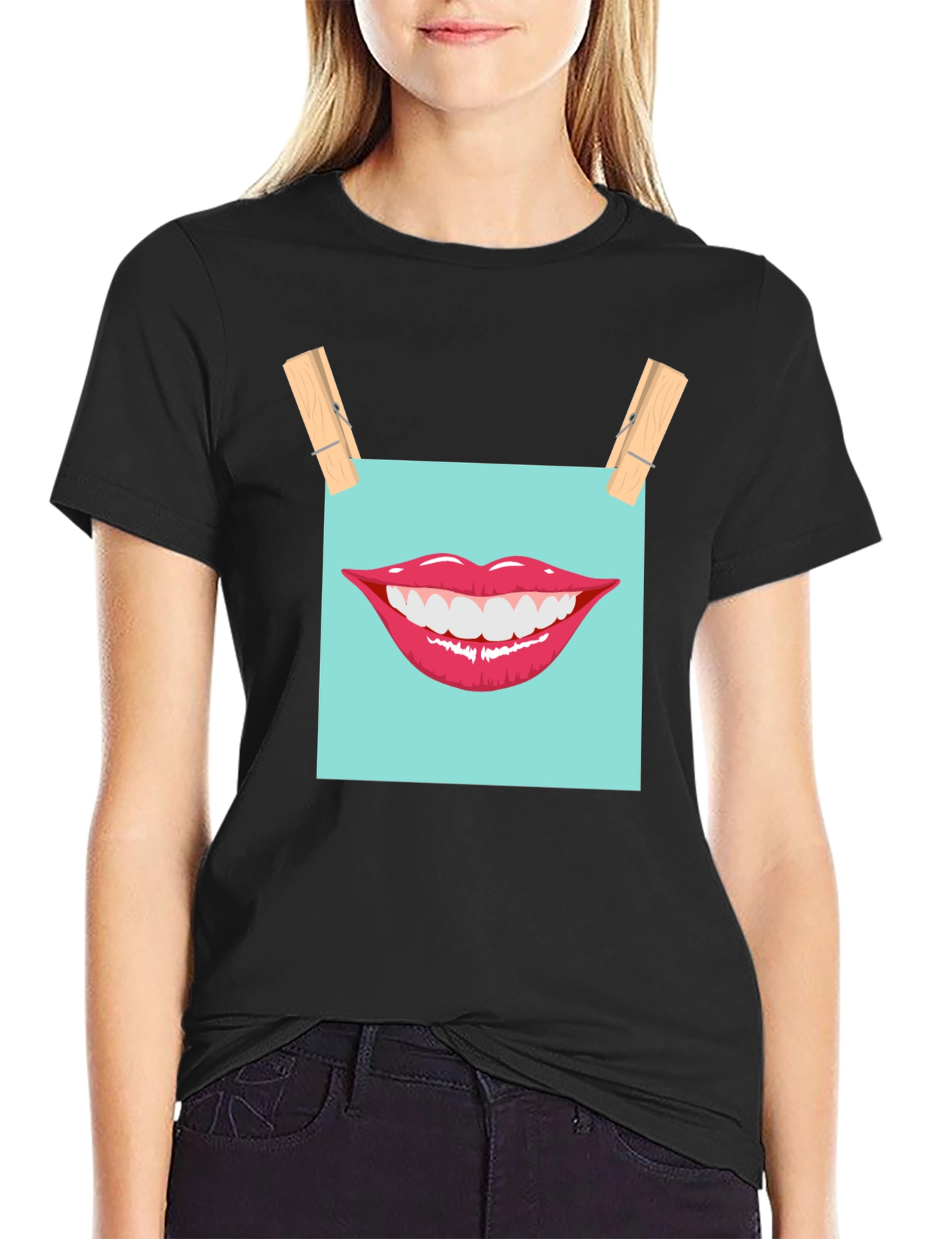 Smiling Lips Graphic T-Shirt - Casual Wear