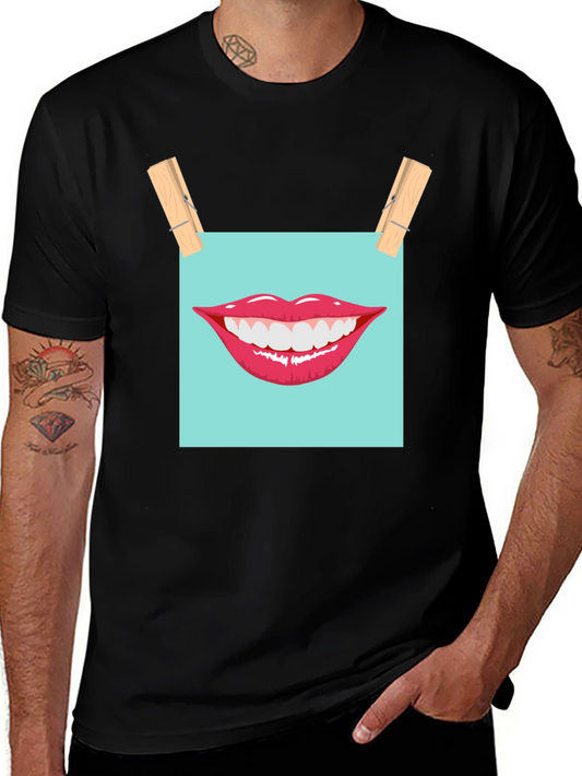 Smiling Lips Graphic T-Shirt - Casual Wear
