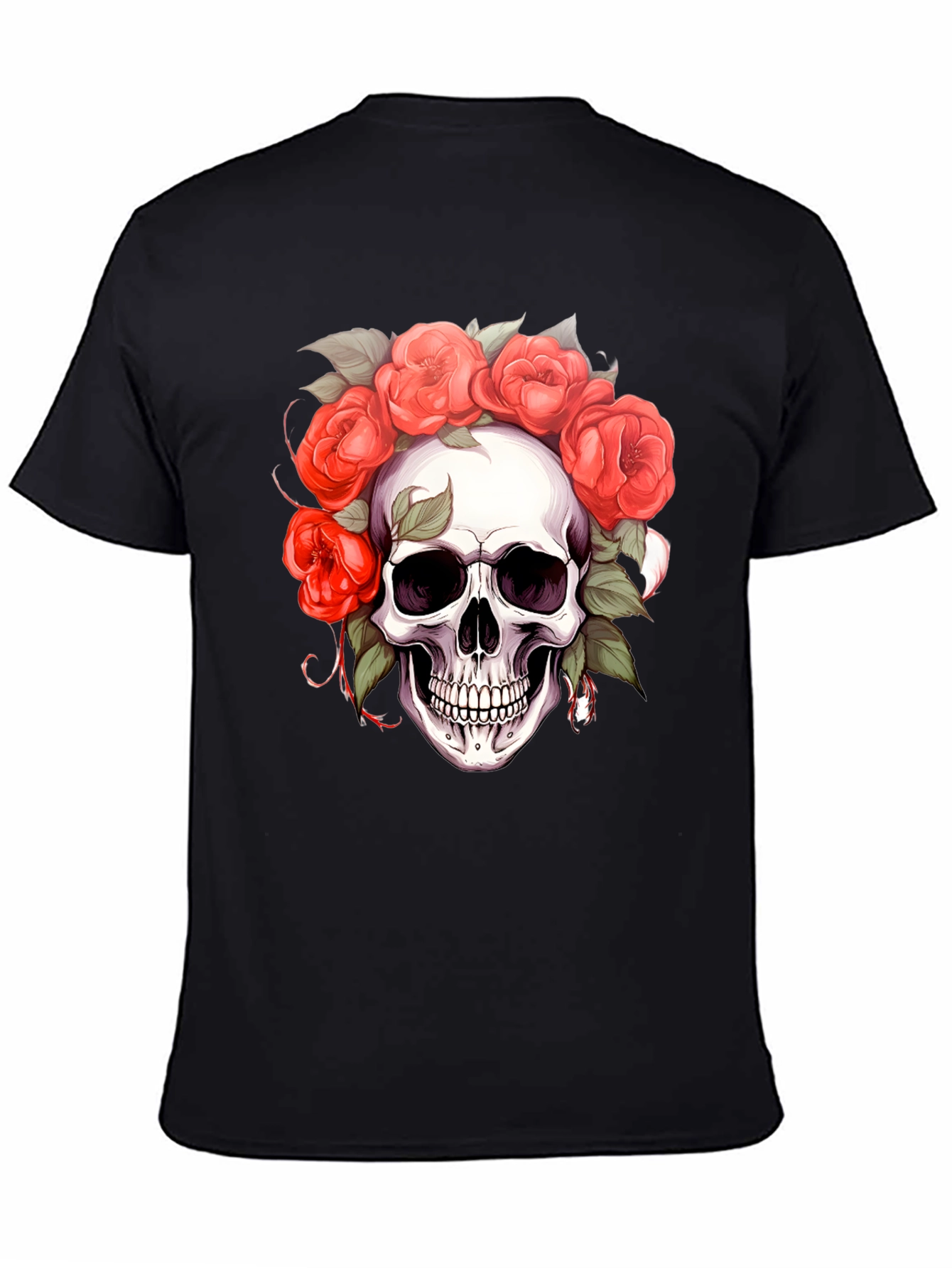 Floral Skull Graphic Tee - Dark Aesthetic Shirt