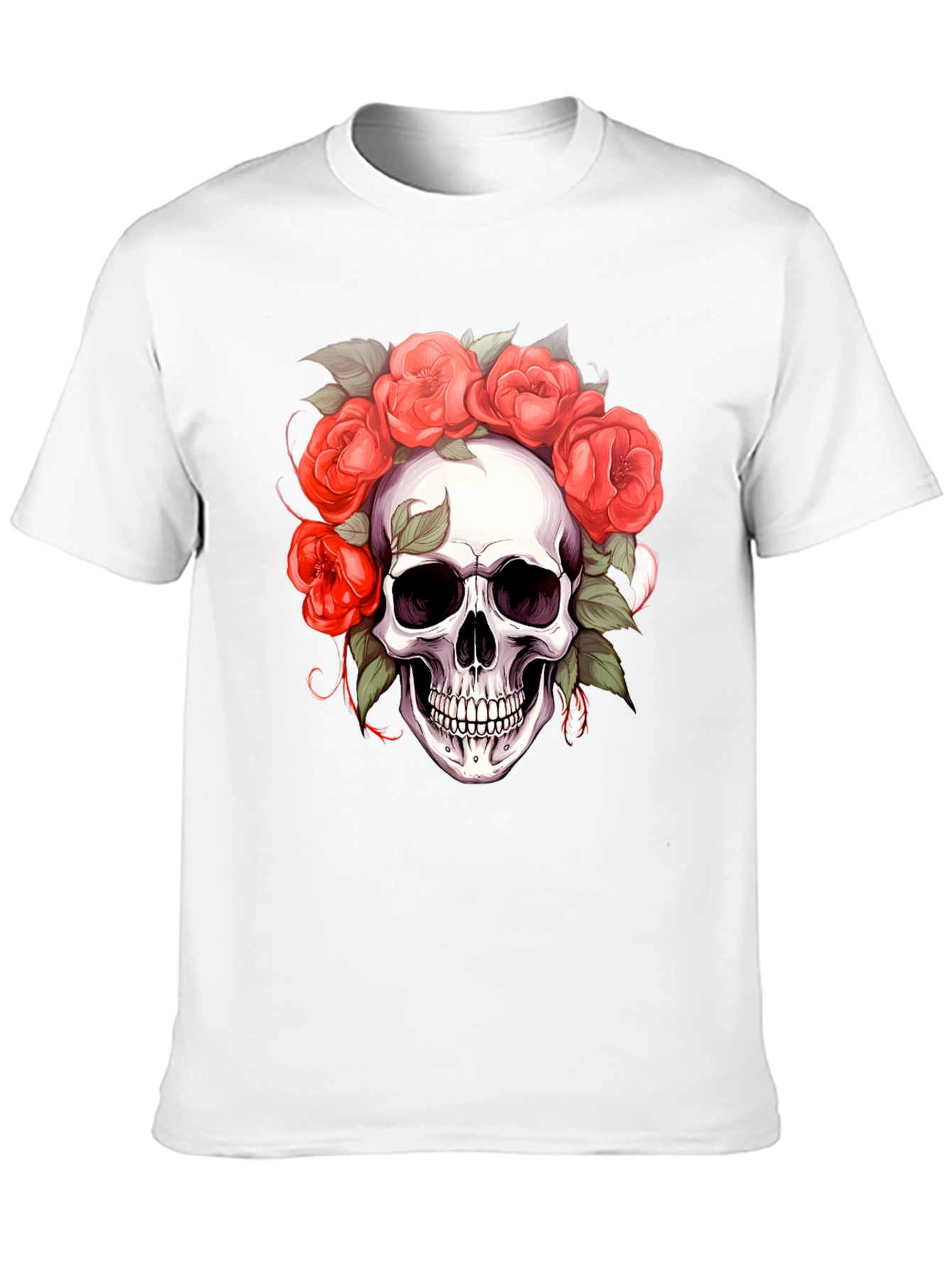 Floral Skull Graphic Tee - Dark Aesthetic Shirt