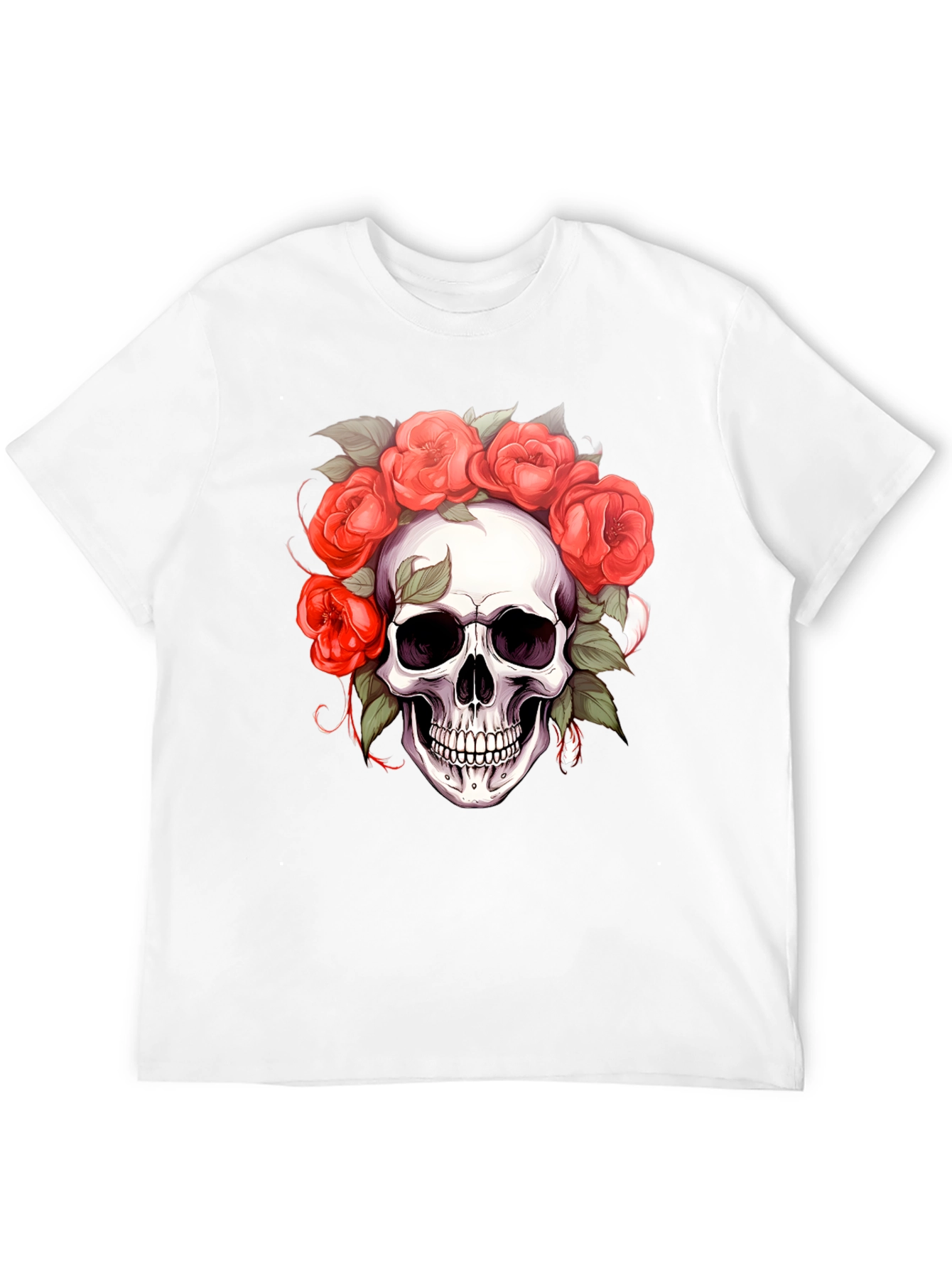 Floral Skull Graphic Tee - Dark Aesthetic Shirt