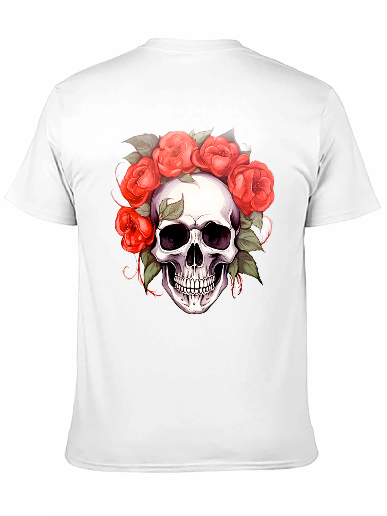 Floral Skull Graphic Tee - Dark Aesthetic Shirt