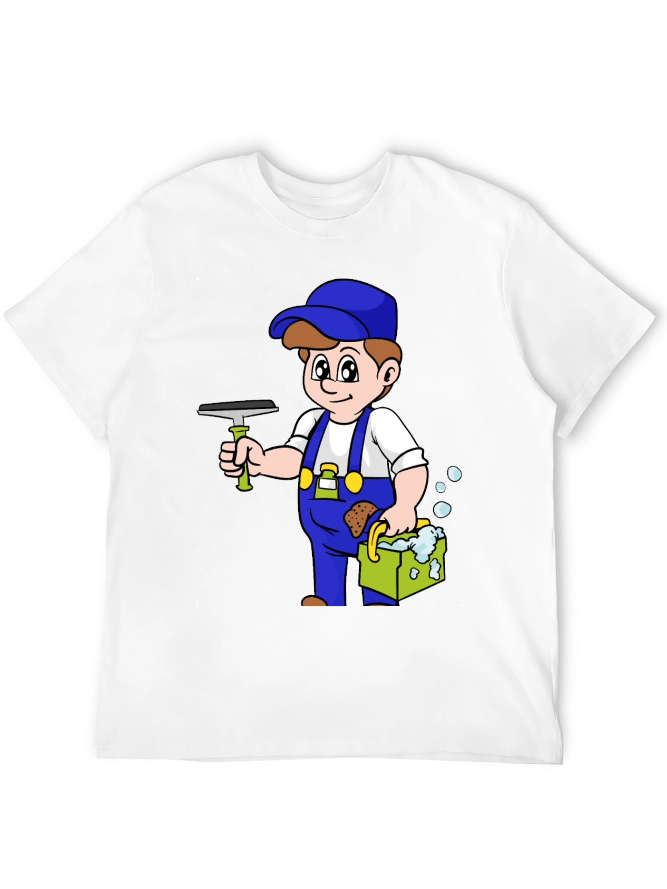 Cartoon Window Washer Graphic Tee - Black T-Shirt