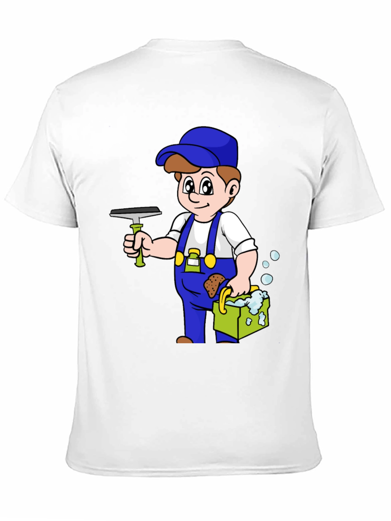 Cartoon Window Washer Graphic Tee - Black T-Shirt