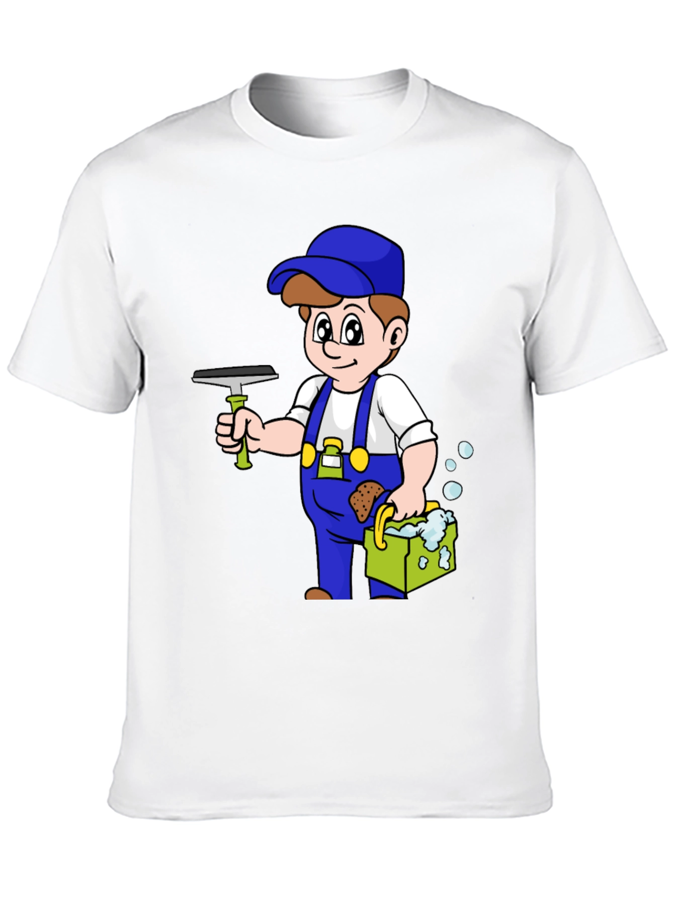 Cartoon Window Washer Graphic Tee - Black T-Shirt