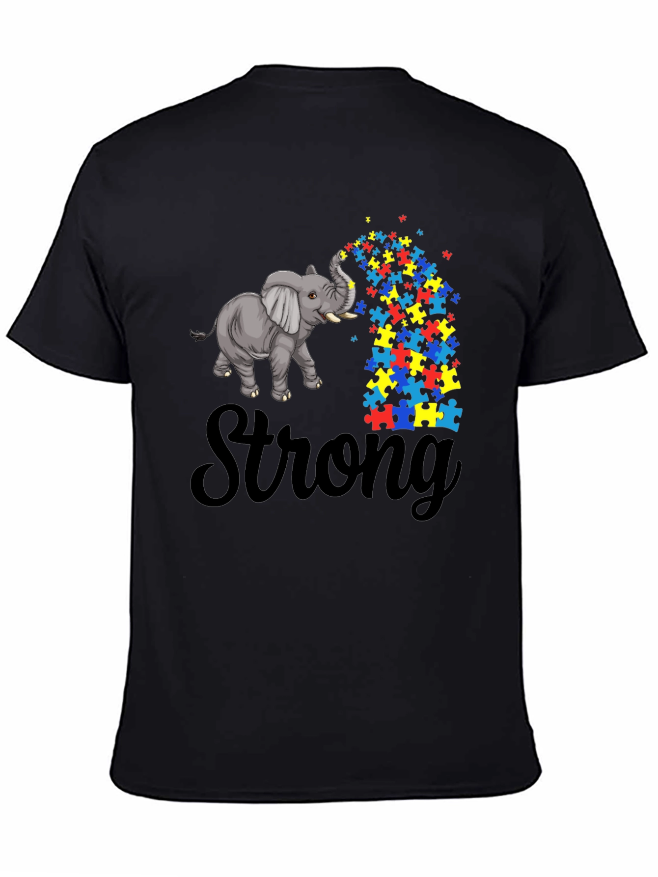 Autism Awareness Elephant Puzzle Piece T-Shirt - Strong