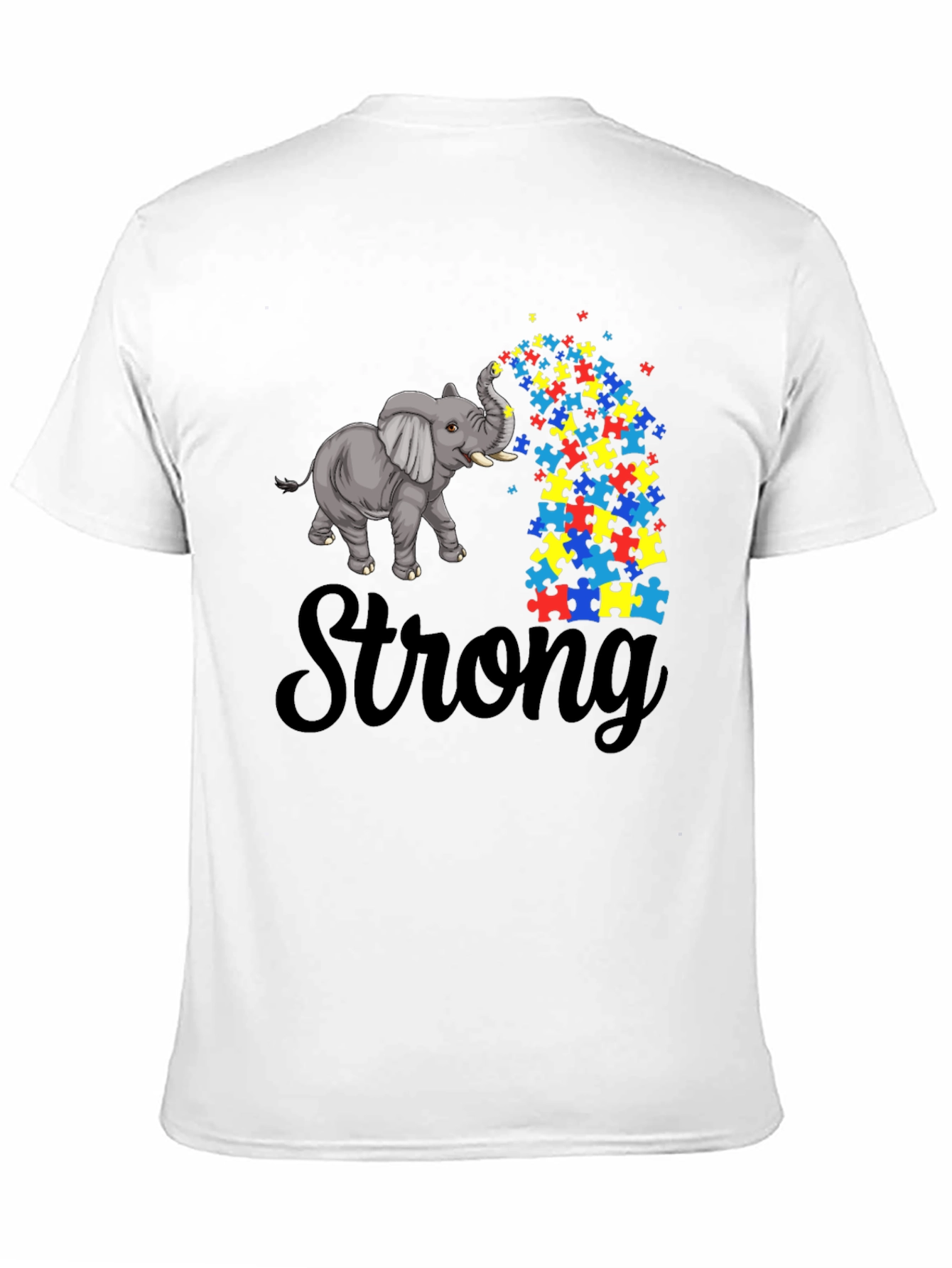 Autism Awareness Elephant Puzzle Piece T-Shirt - Strong