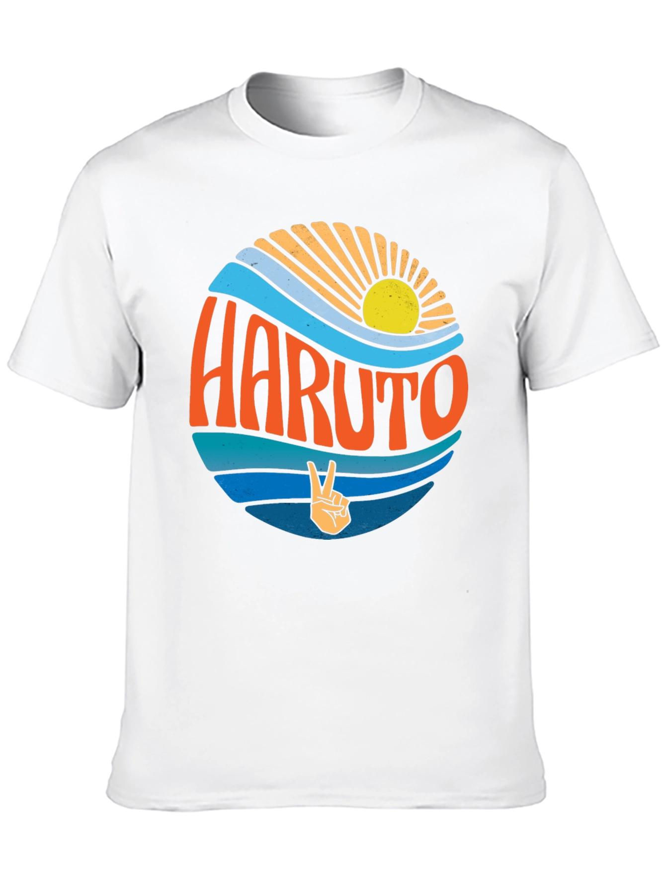 Retro Haruto Graphic Tee - Peace and Sun Design