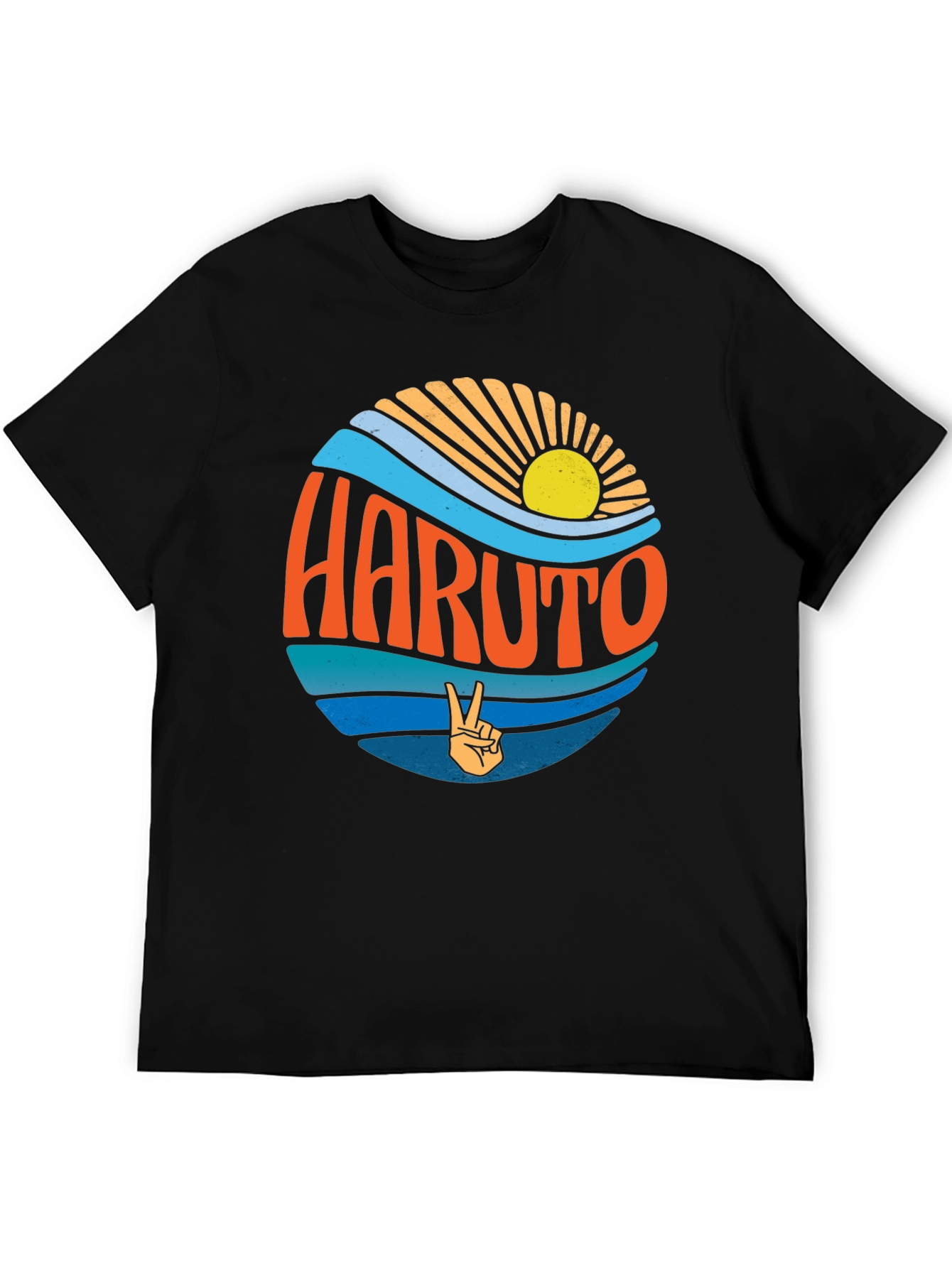 Retro Haruto Graphic Tee - Peace and Sun Design
