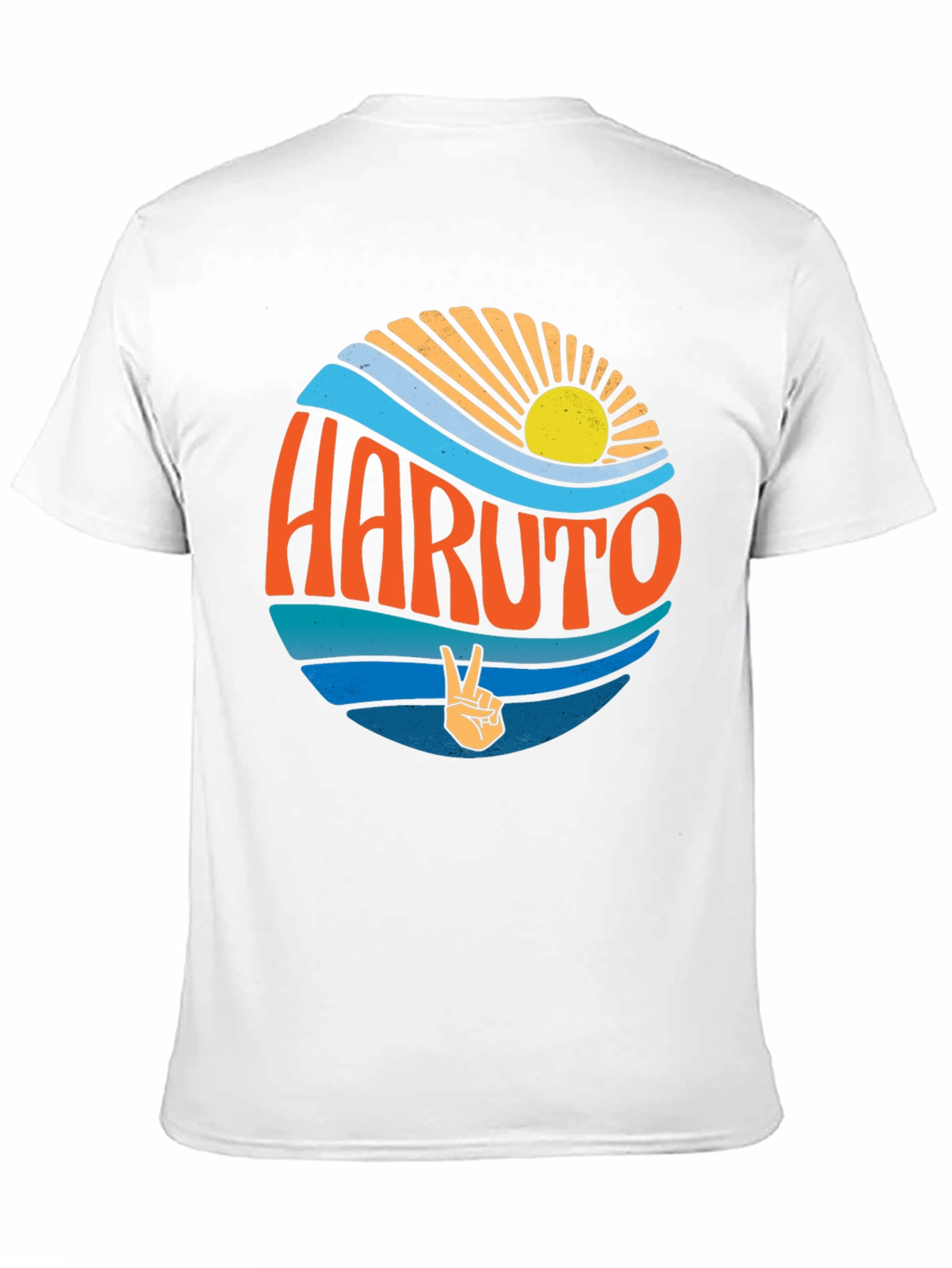Retro Haruto Graphic Tee - Peace and Sun Design