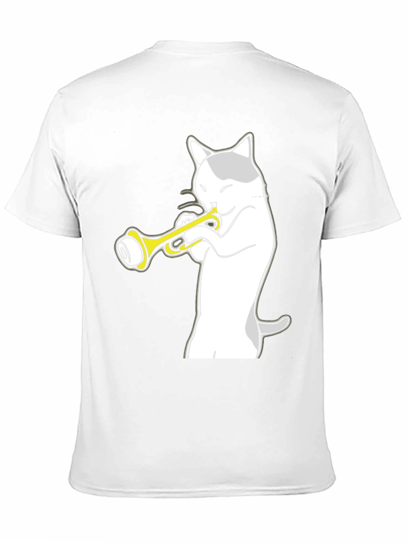 Cat Trumpet Player Black T-Shirt - Music Lover Tee