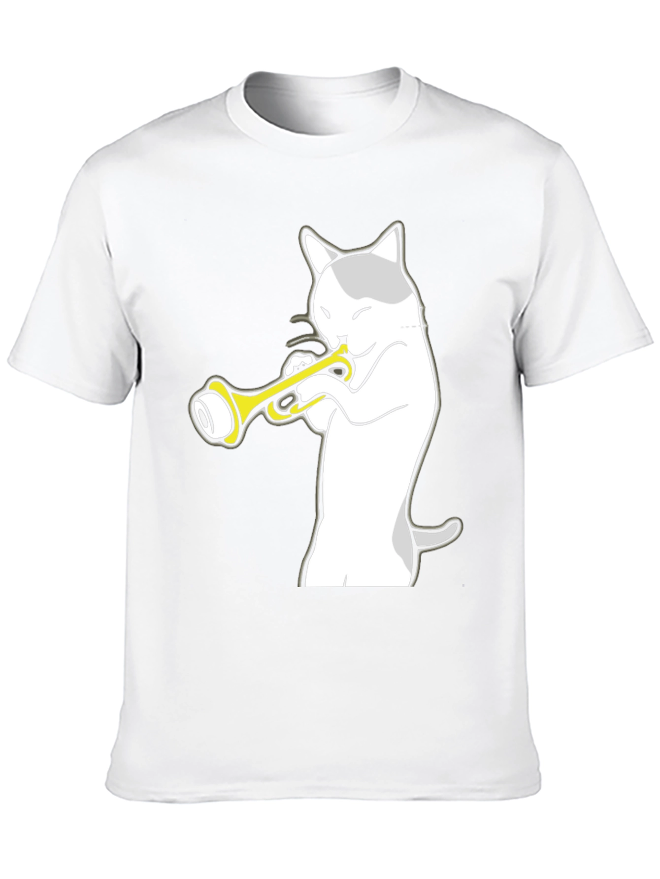 Cat Trumpet Player Black T-Shirt - Music Lover Tee