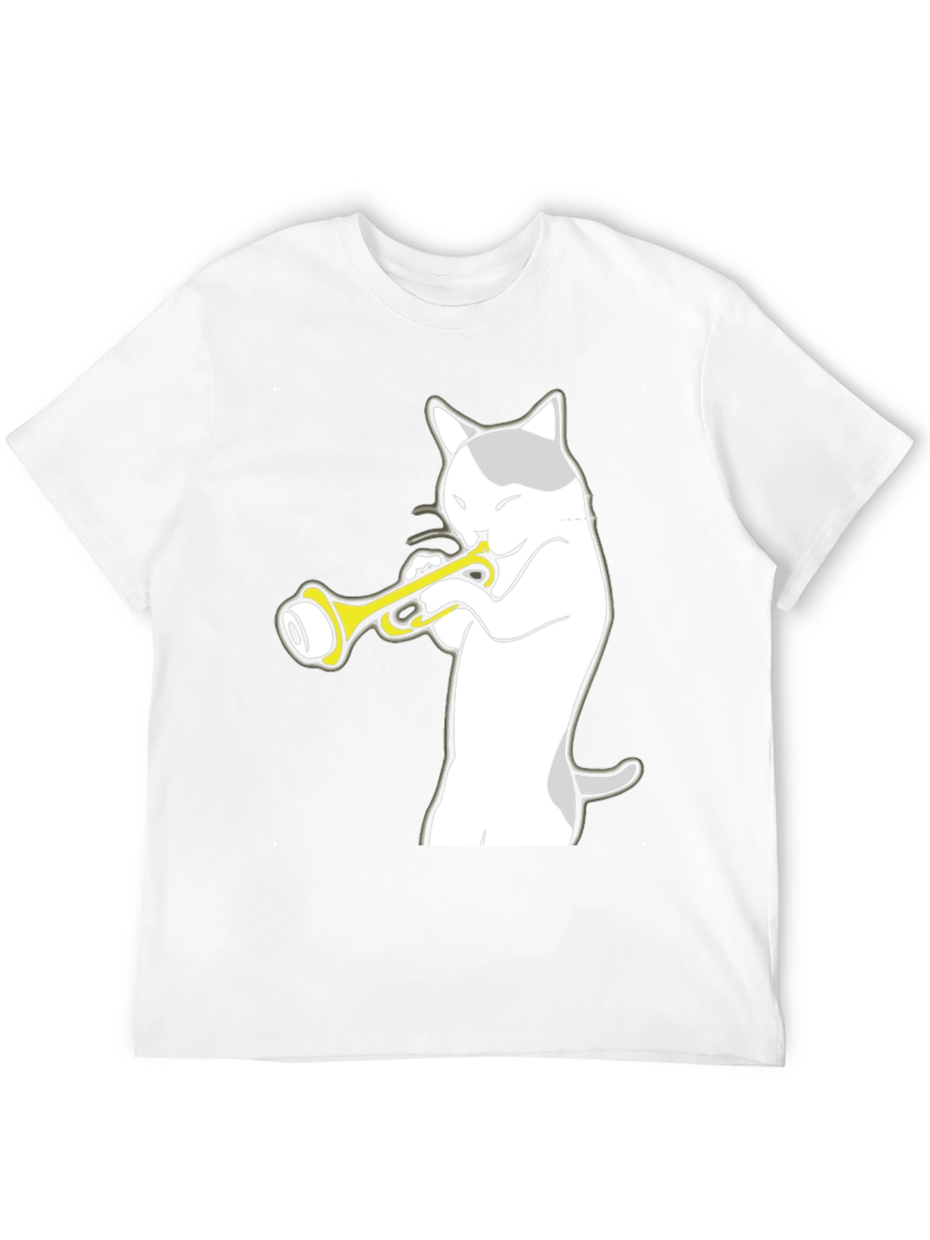 Cat Trumpet Player Black T-Shirt - Music Lover Tee