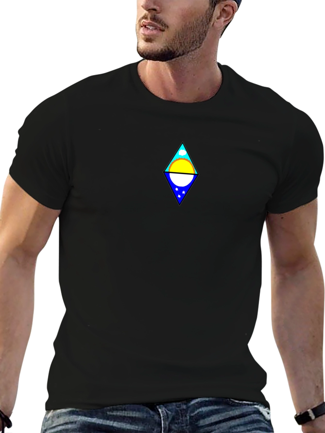 Black T-Shirt with Diamond Design