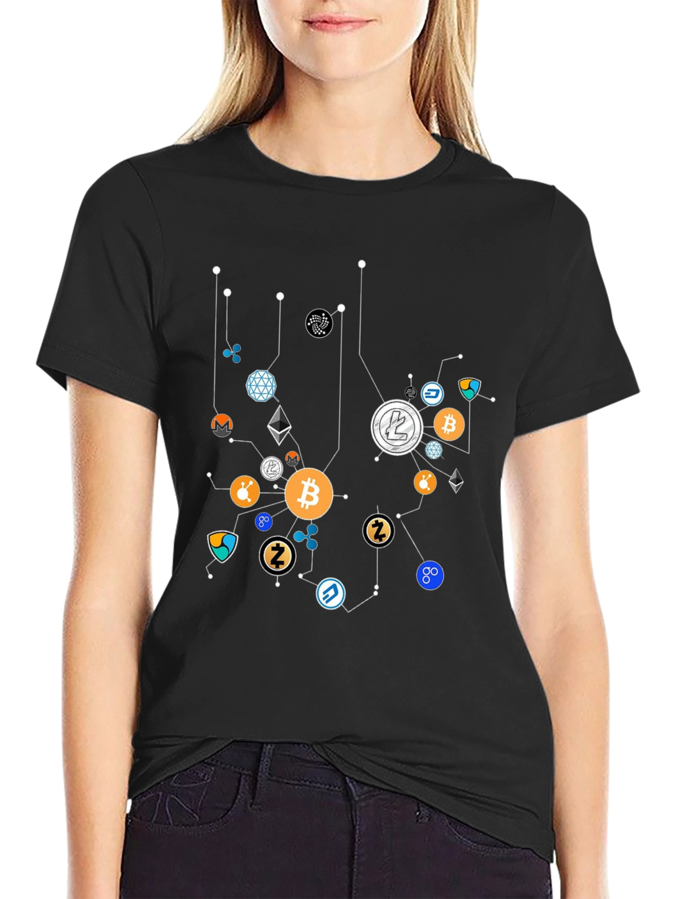 Crypto Coin Network Black Graphic Tee