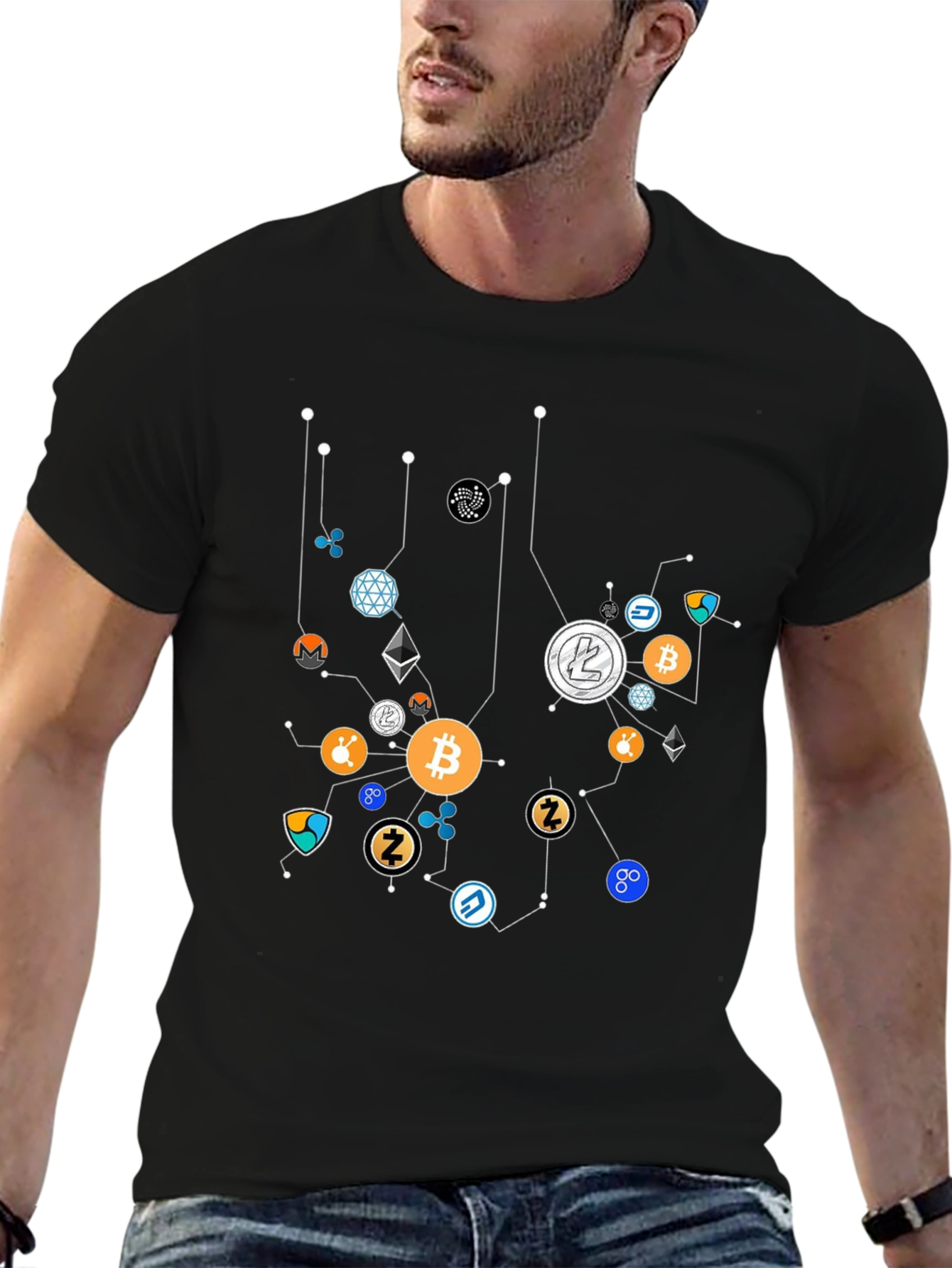 Crypto Coin Network Black Graphic Tee