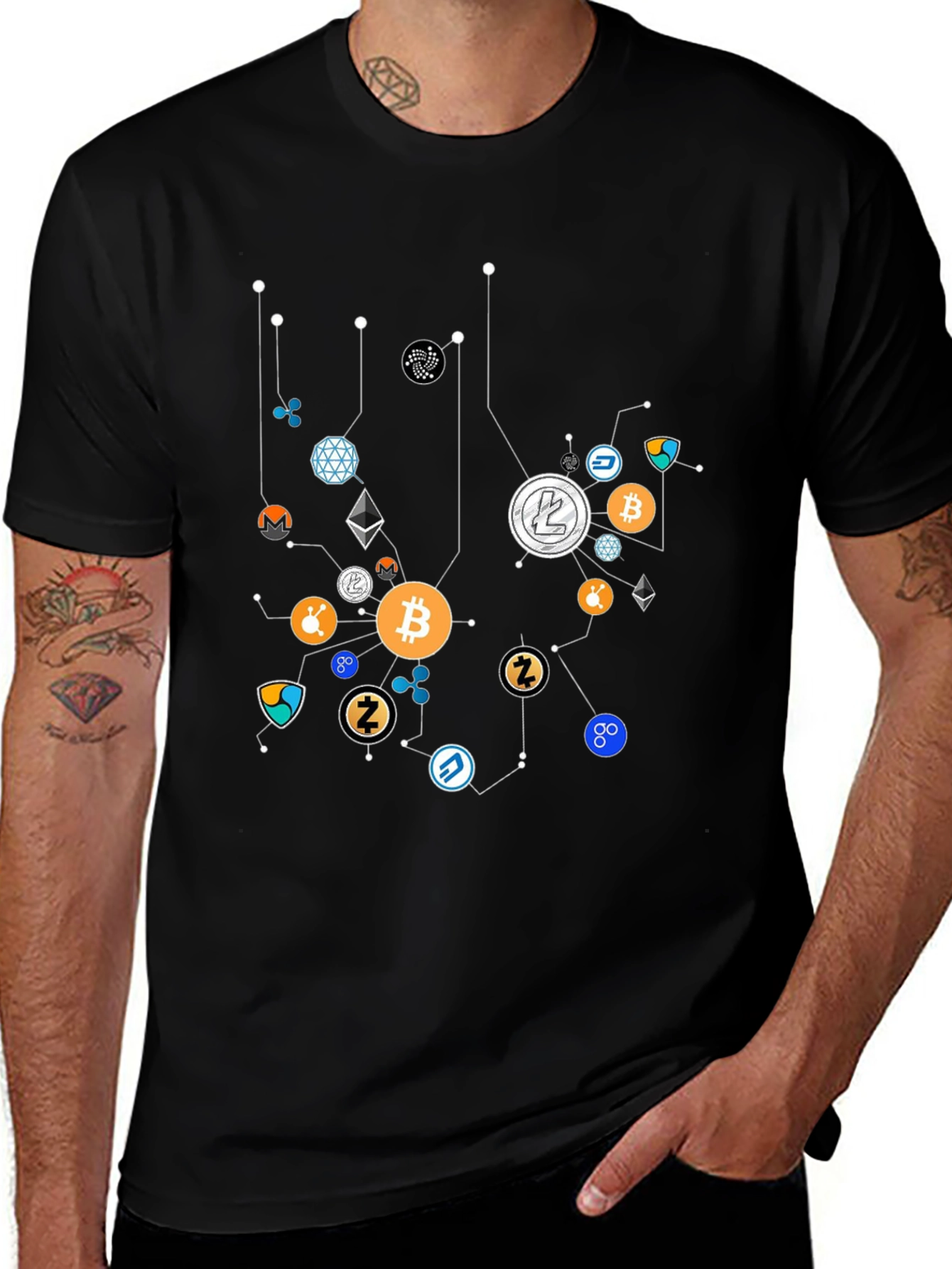 Crypto Coin Network Black Graphic Tee