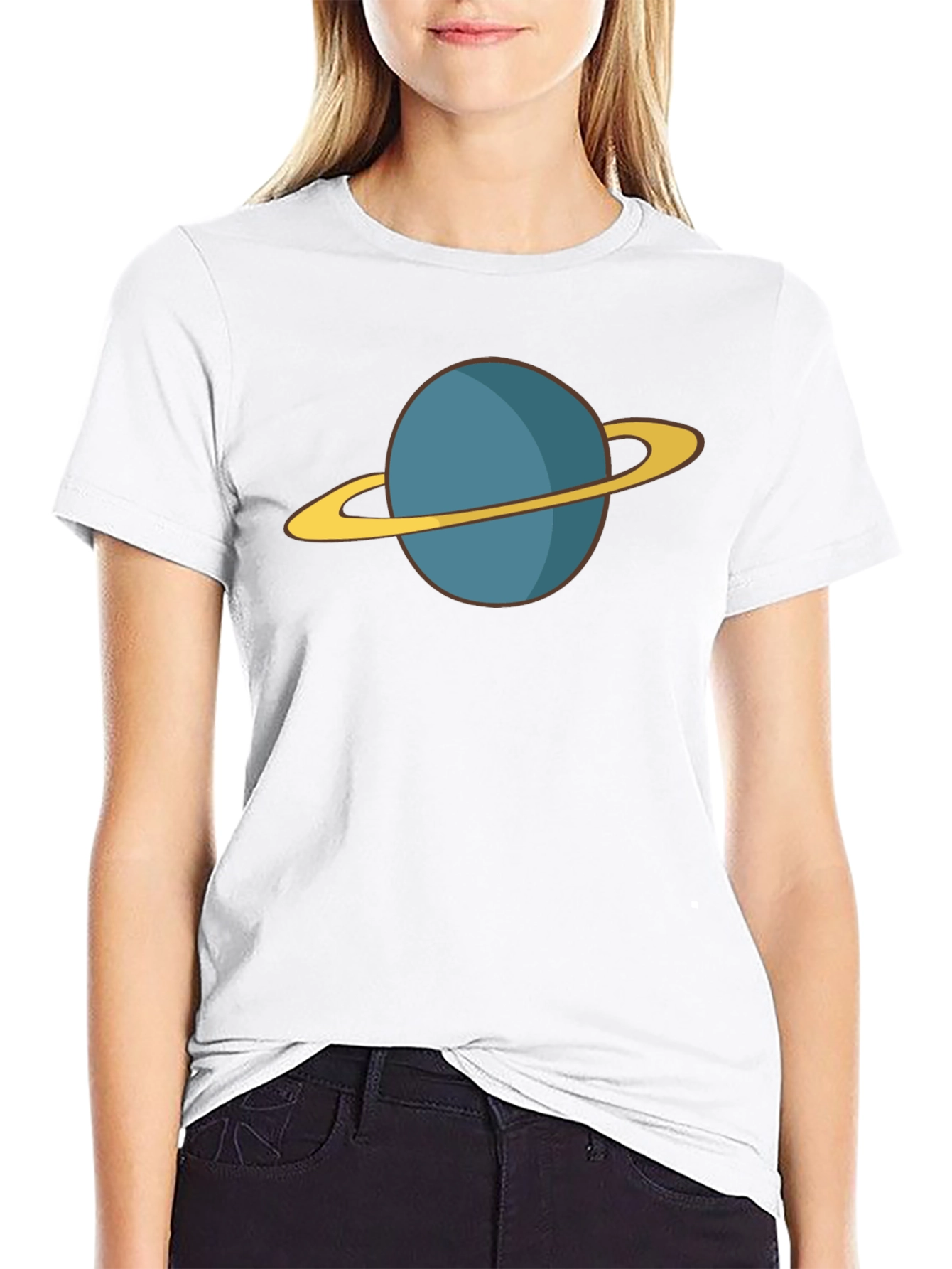 Planet Saturn Graphic Tee - Black
