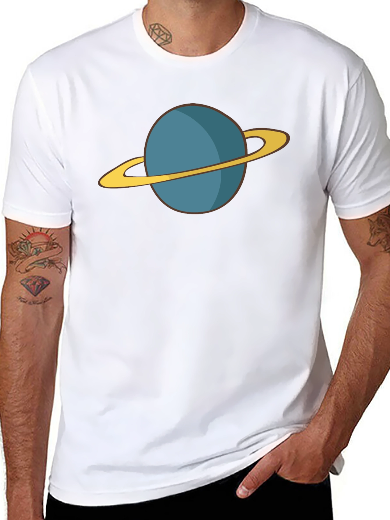 Planet Saturn Graphic Tee - Black