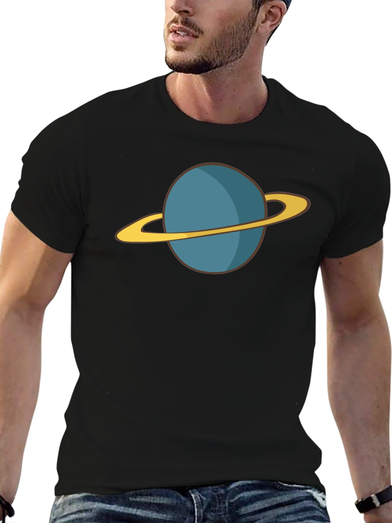 Planet Saturn Graphic Tee - Black